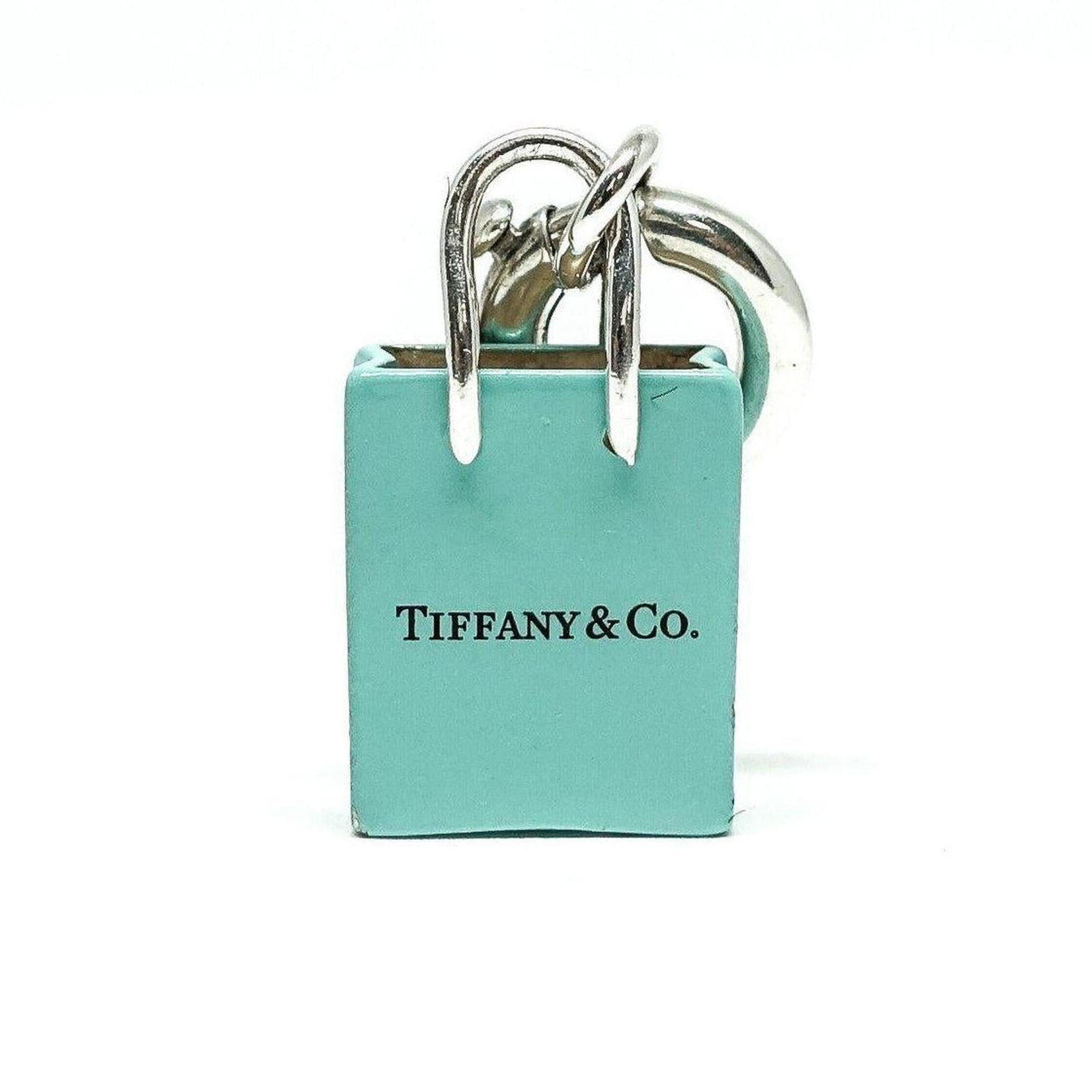 Tiffany & Co. Shopping Bag Charm with Blue Enamel