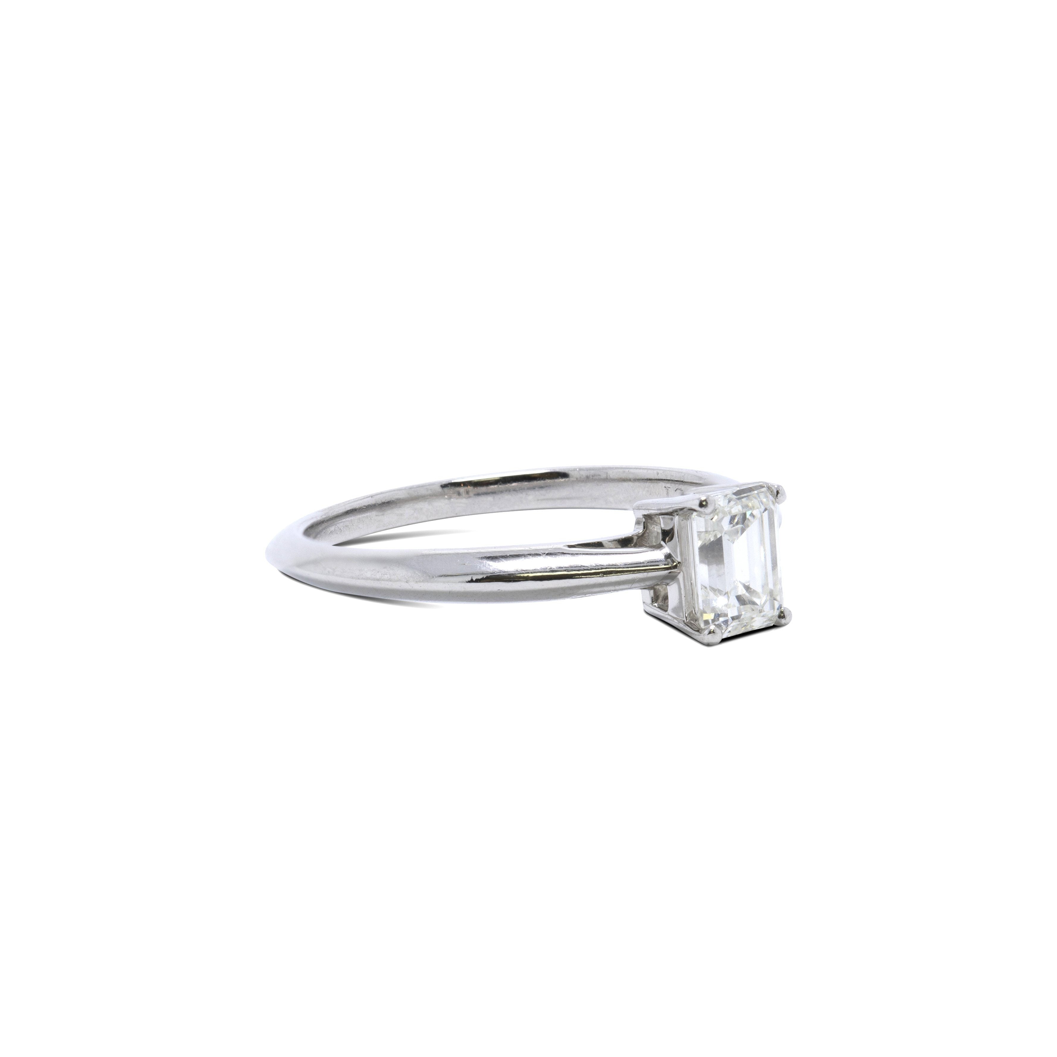 Tiffany & Co. Solitaire 0.73 ct. Emerald Cut Diamond Engagement Ring