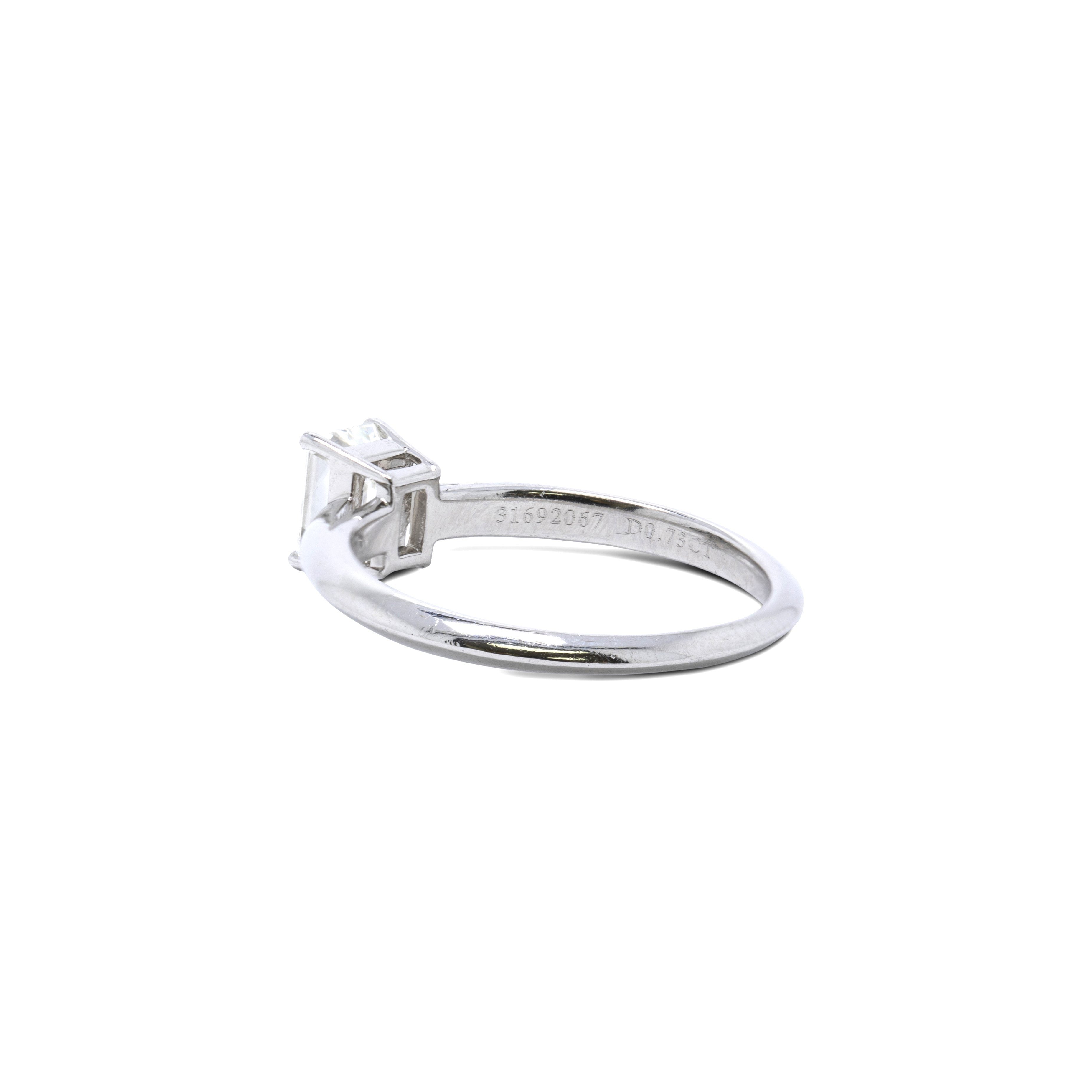 Tiffany & Co. Solitaire 0.73 ct. Emerald Cut Diamond Engagement Ring