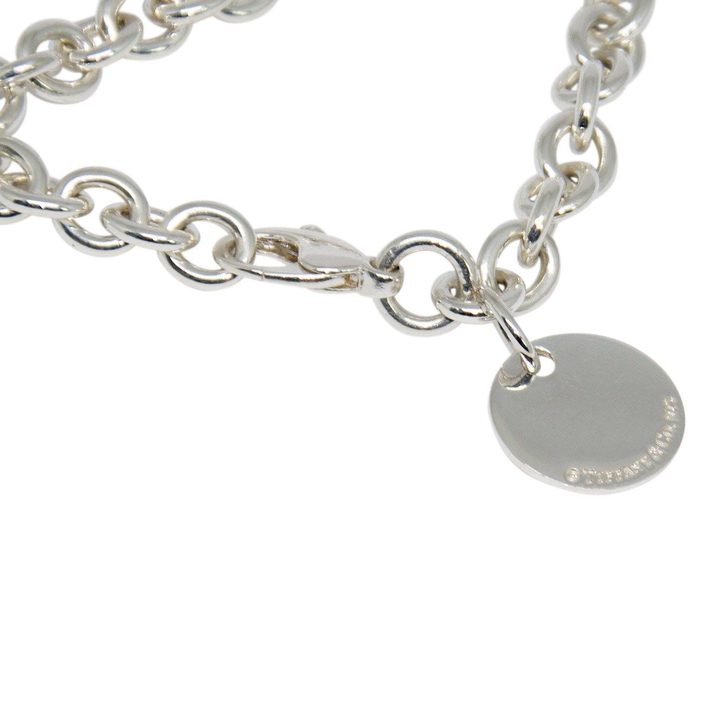 Tiffany & Co. "T & Co" Round Tag Charm Bracelet with Blue Enamel