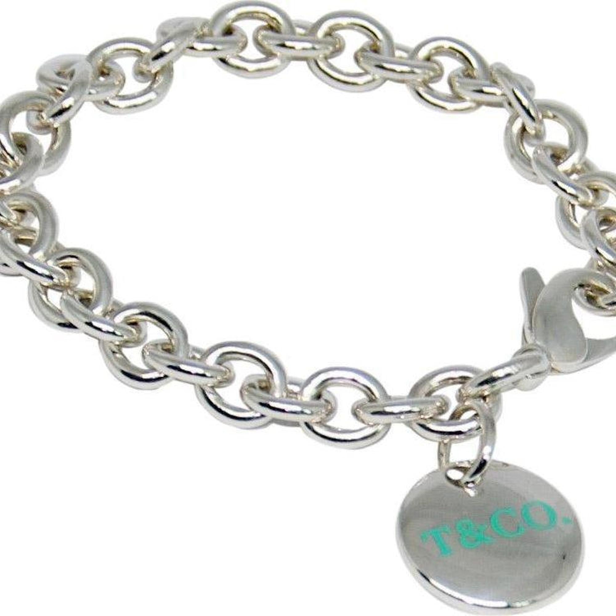 Tiffany & Co. "T & Co" Round Tag Charm Bracelet with Blue Enamel