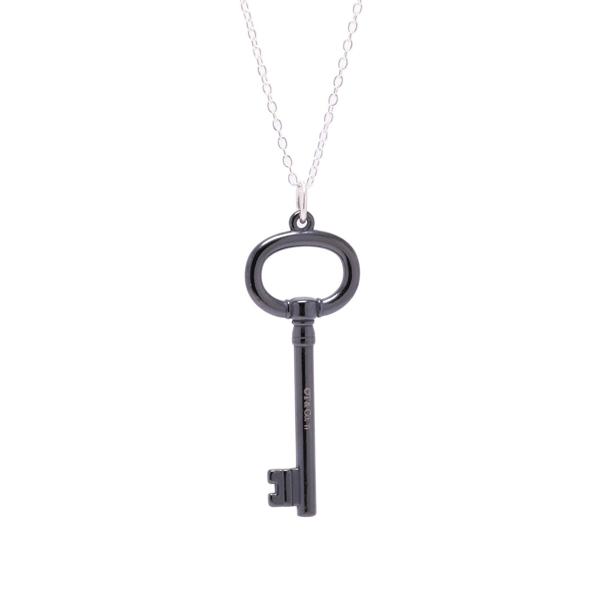 Tiffany & Co. Titanium Oval Key Pendant Necklace