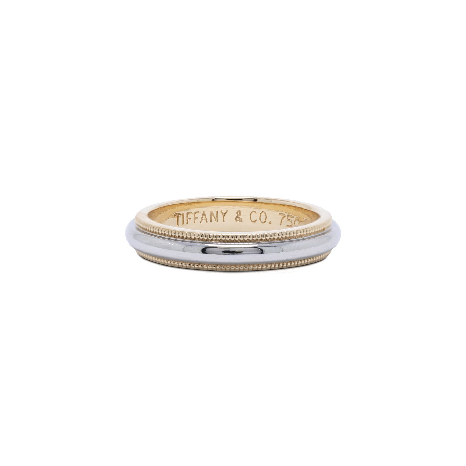Tiffany & Co. Two-Tone Classic Milgrain Wedding Band Ring