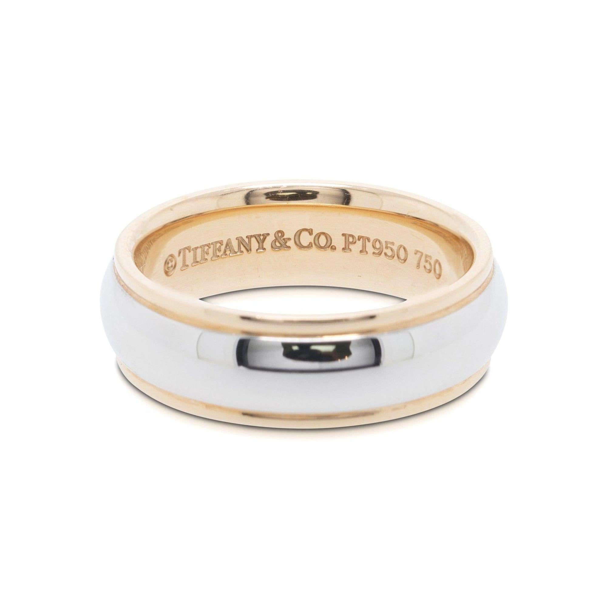Tiffany & Co. Two-Tone Classic Milgrain Wedding Band Ring