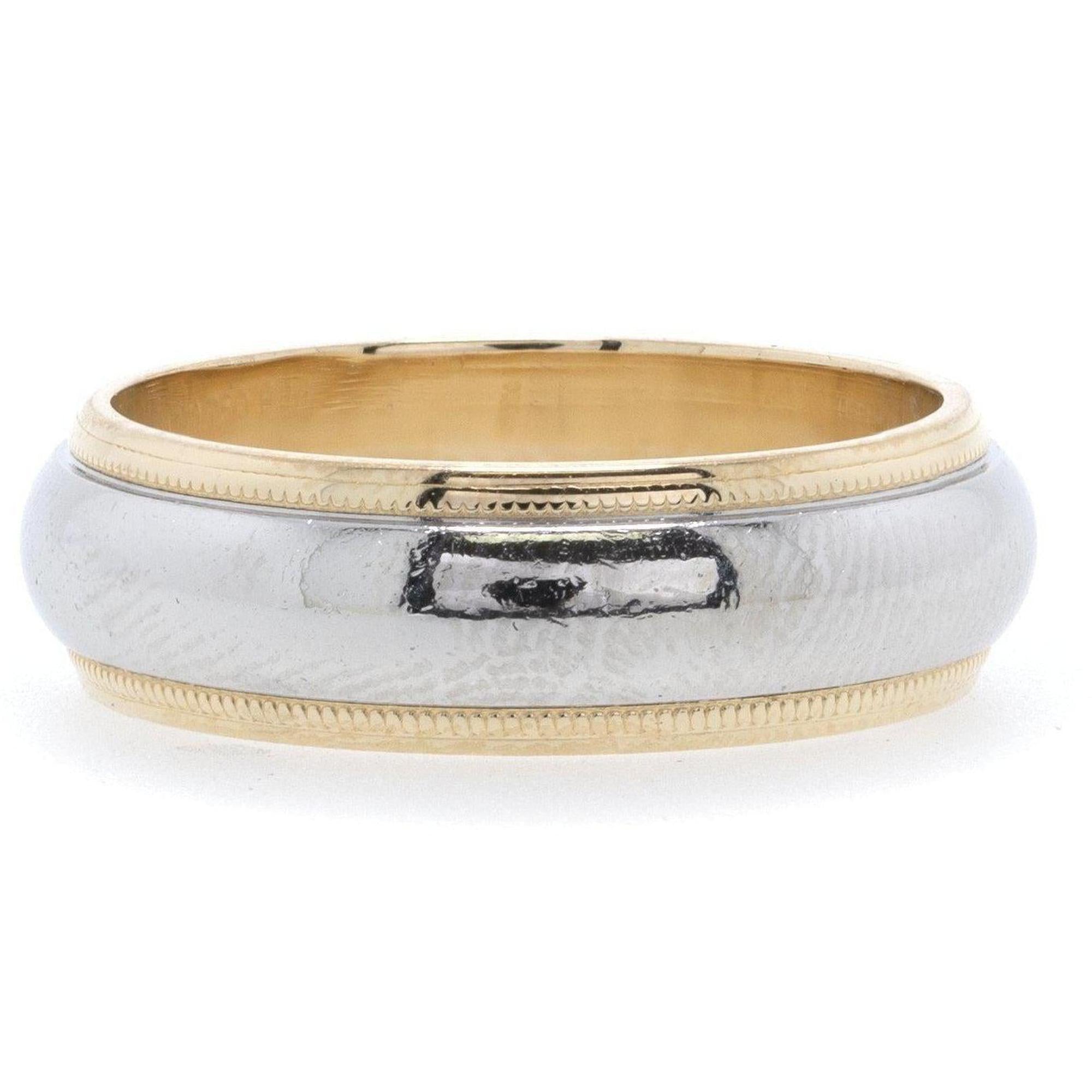 Tiffany & Co. Two-Tone Classic Milgrain Wedding Band Ring