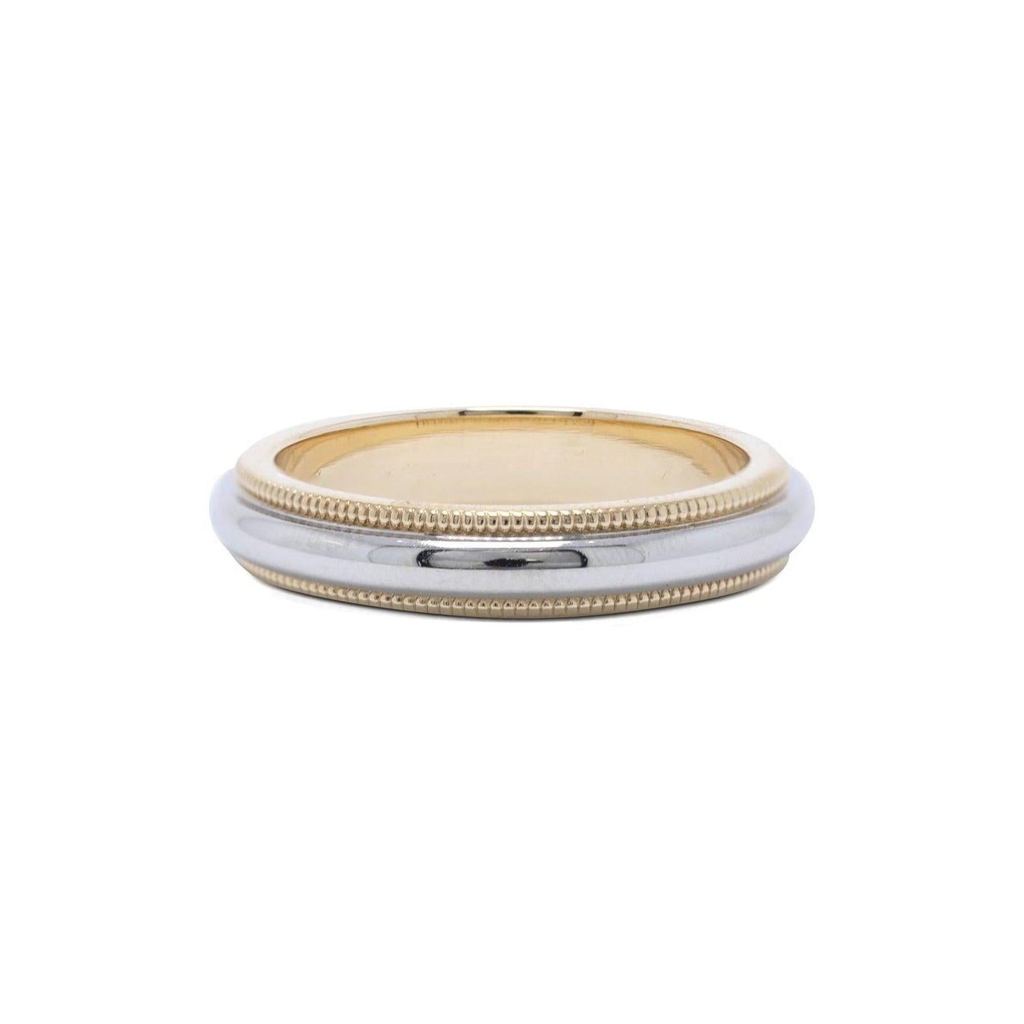 Tiffany & Co. Two-Tone Classic Milgrain Wedding Band Ring
