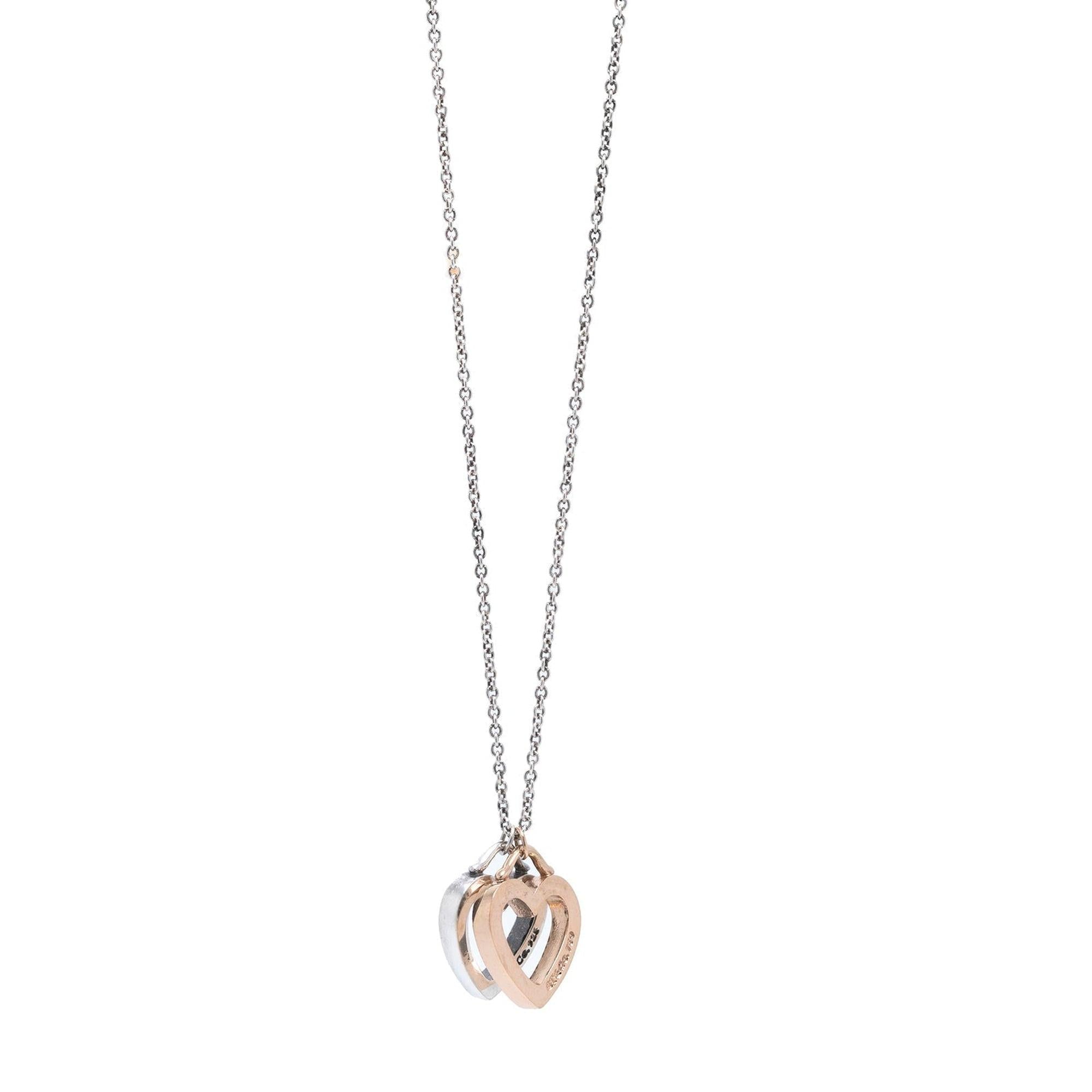 Tiffany & Co. Two-Tone Double Open Heart Pendant Necklace