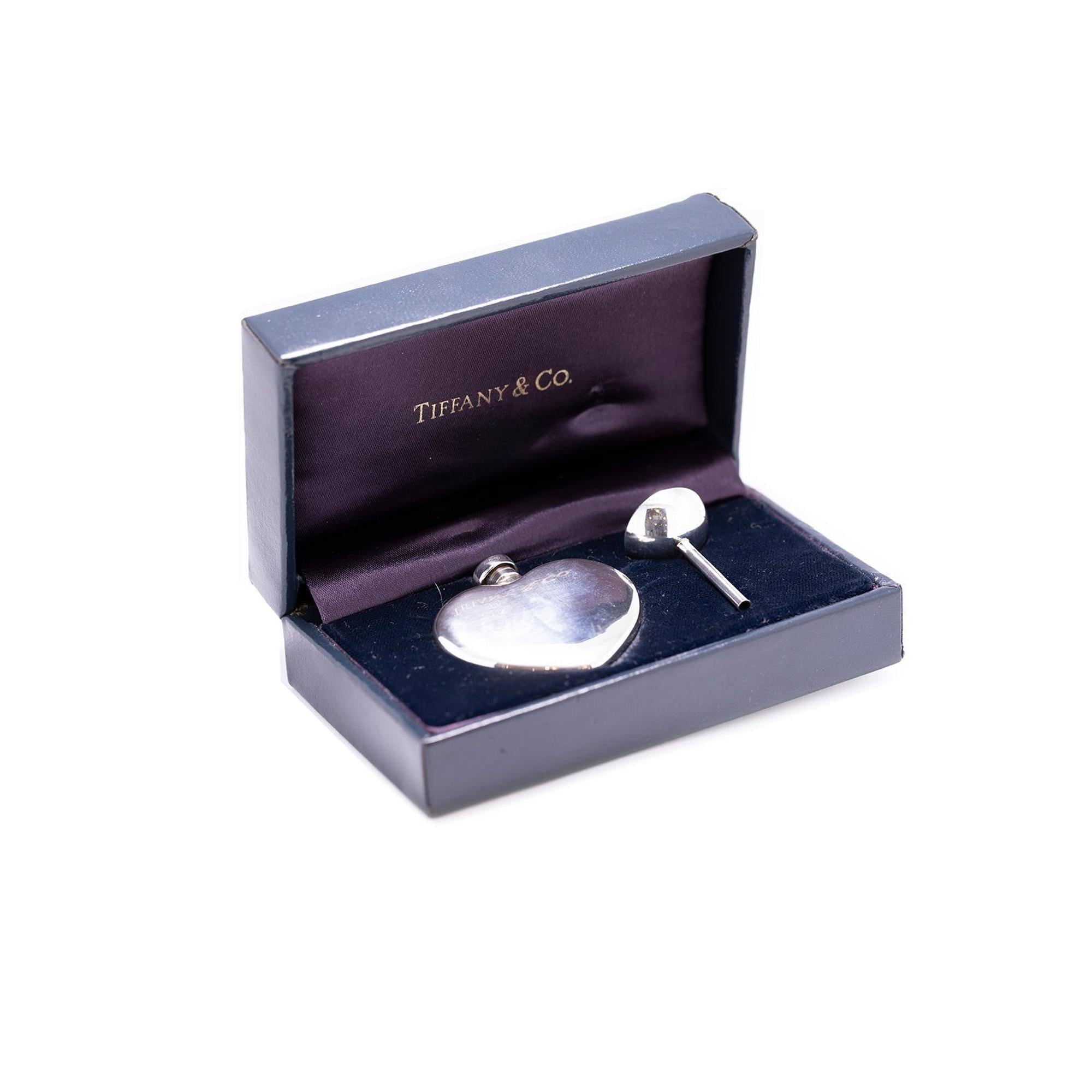 Tiffany & Co. Vintage Sterling Silver Heart Perfume Flask w/ Box