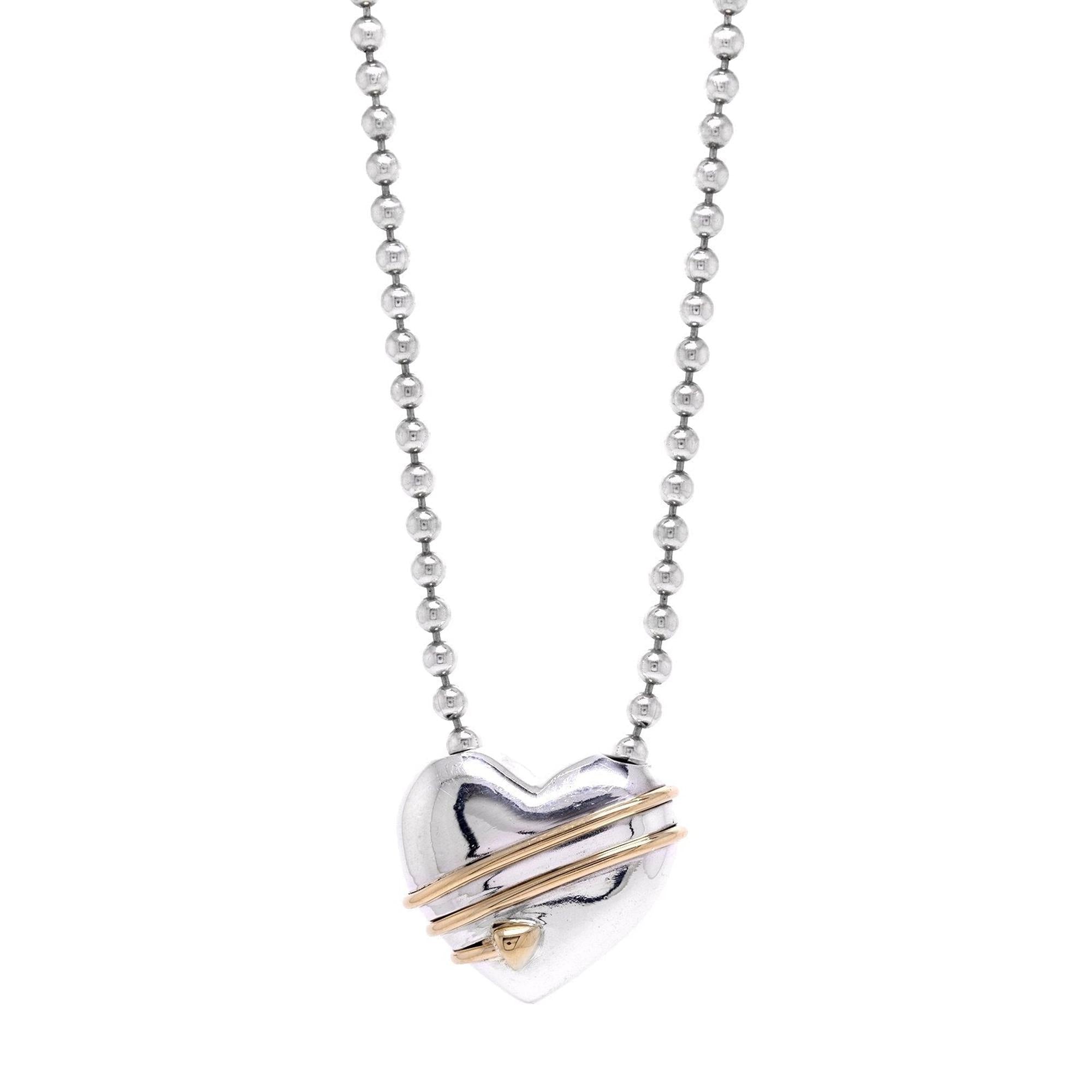 Tiffany & Co. Vintage Two-Tone Cupid's Arrow Heart Pendant Necklace