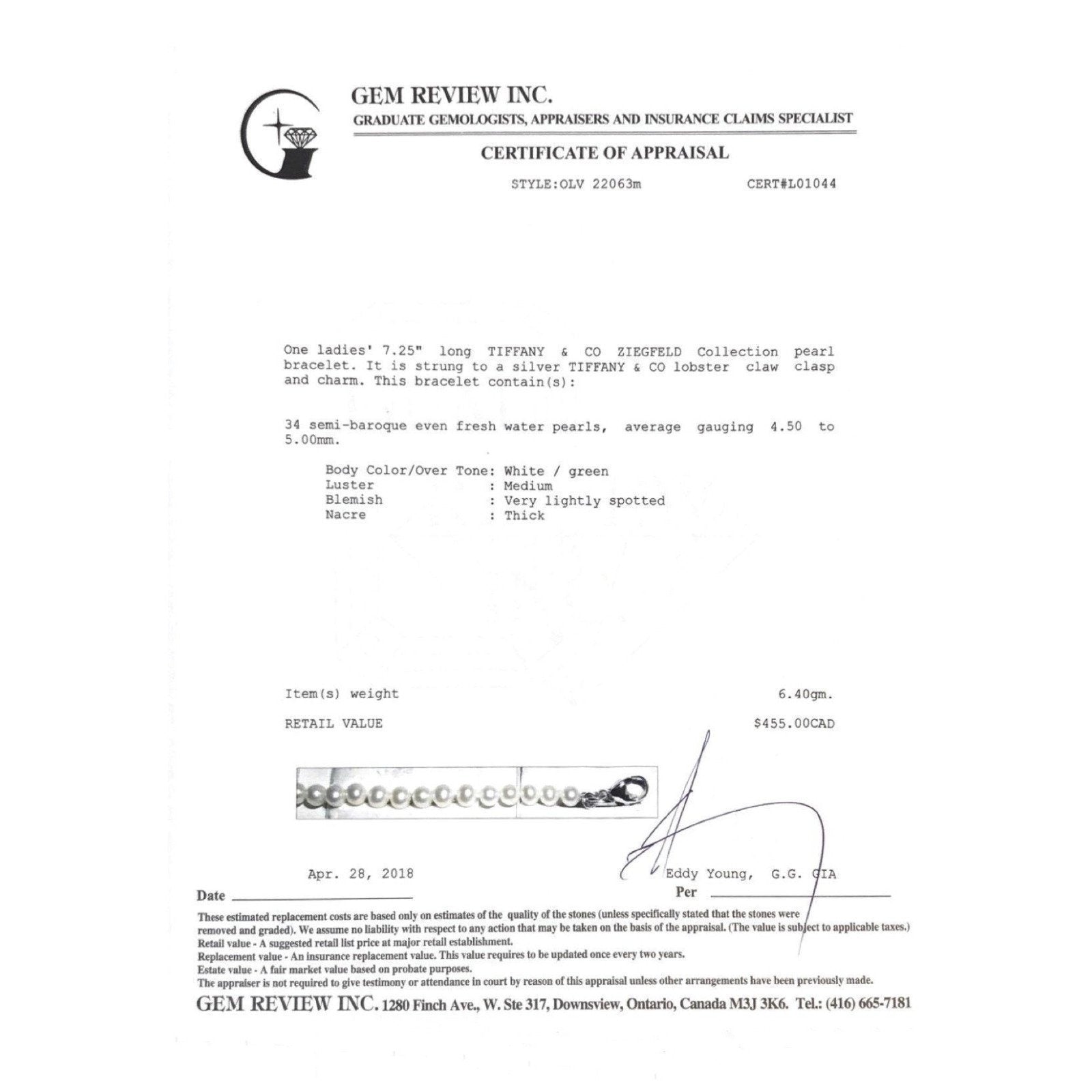 Tiffany & Co. Ziegfeld Collection Pearl Bracelet