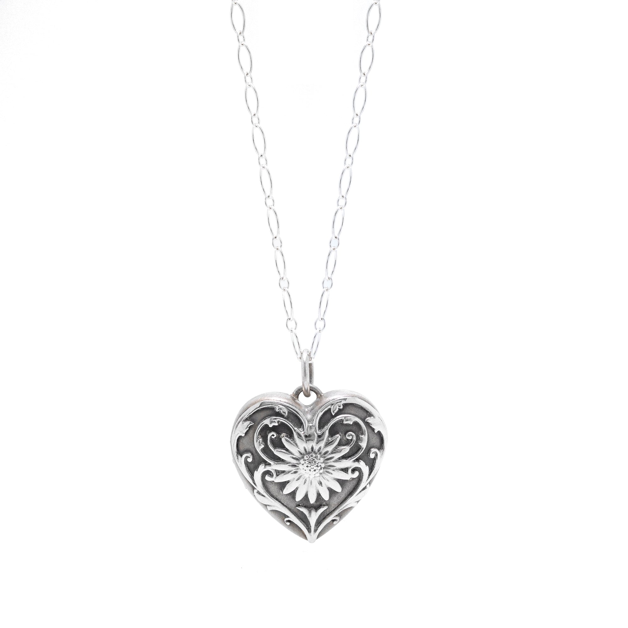 Tiffany & Co. Ziegfeld Daisy Heart Locket Pendant Necklace