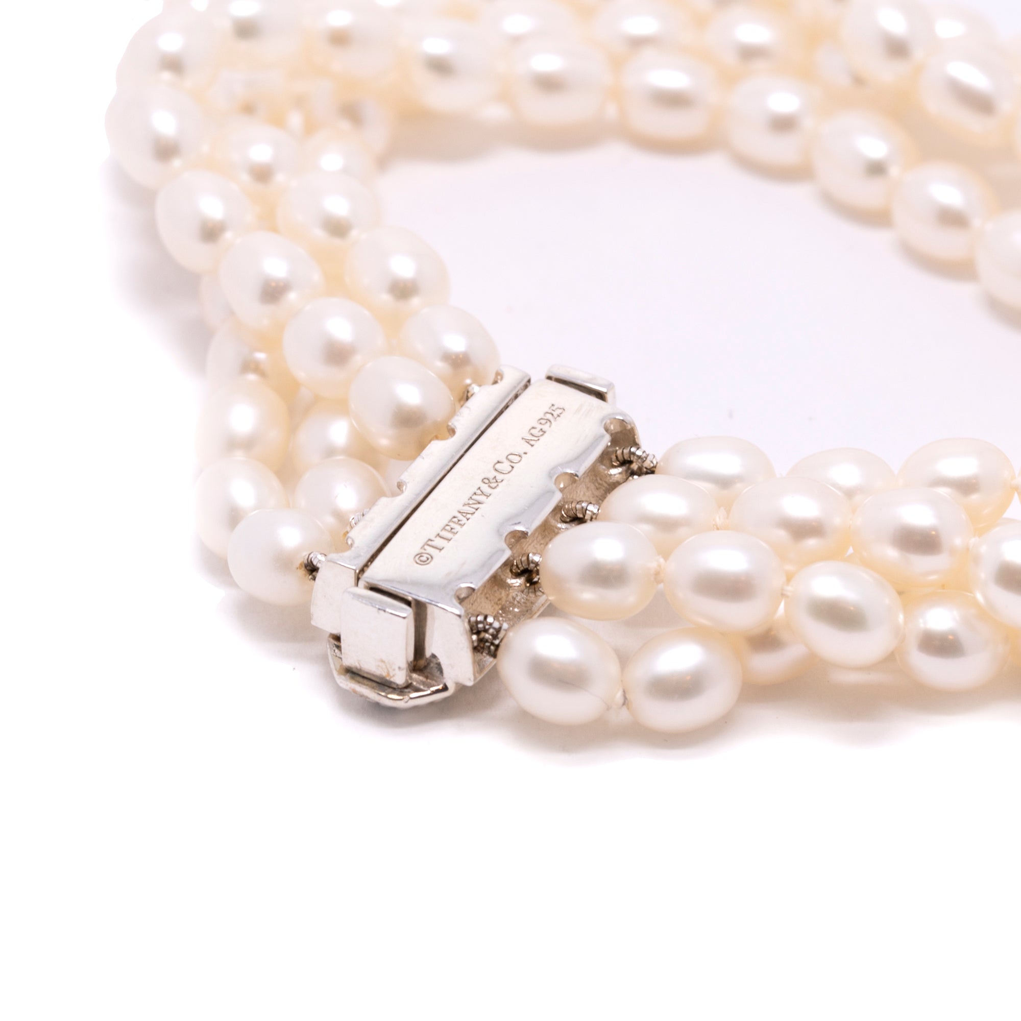 Tiffany & Co. Ziegfeld Four-Row Pearl & Onyx Bracelet w/ Box