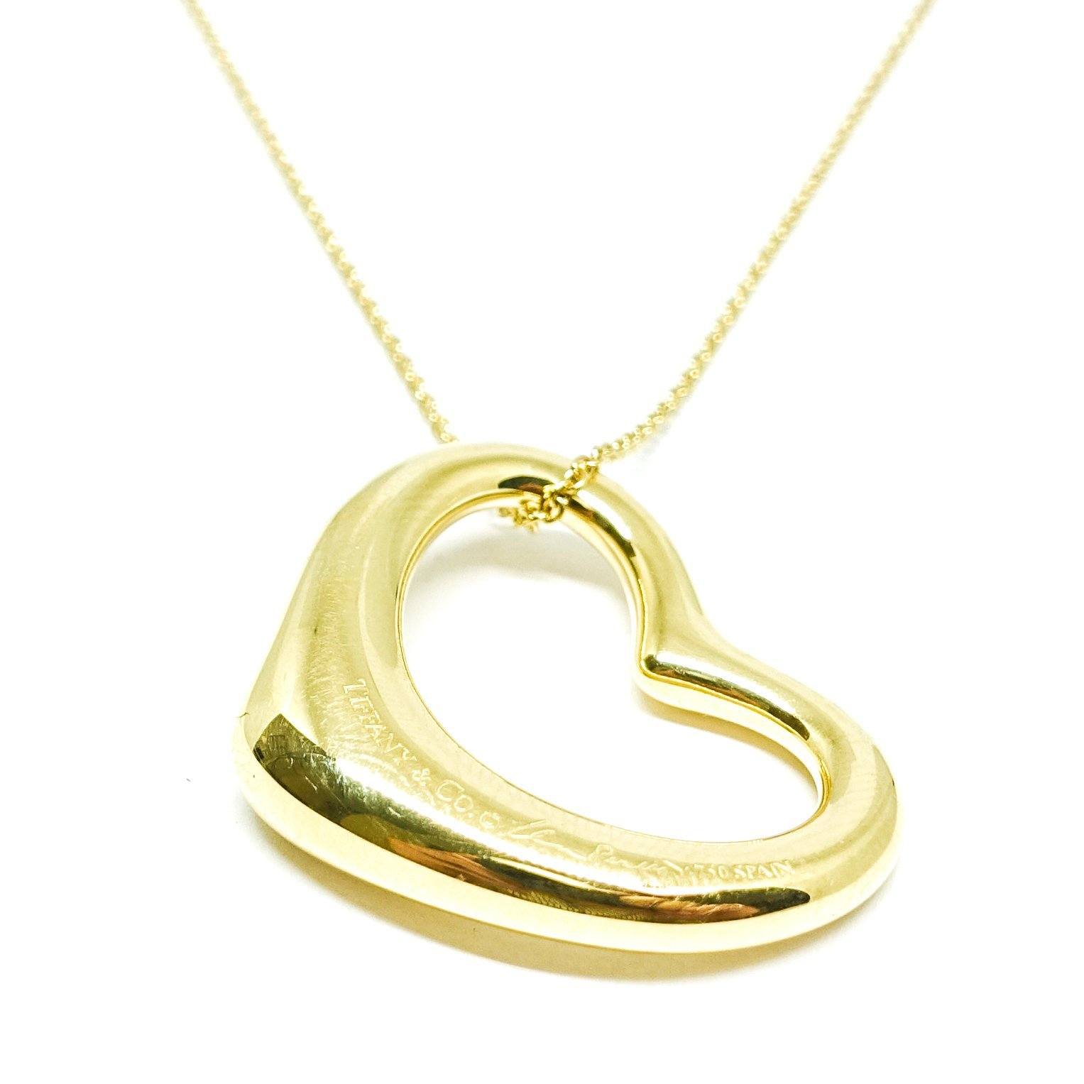 Tiffany and Co. Gold Elsa Peretti Open Heart Pendant Necklace