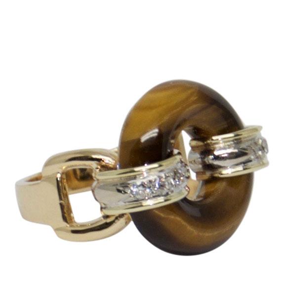 Tiger Eye and Diamond Ring
