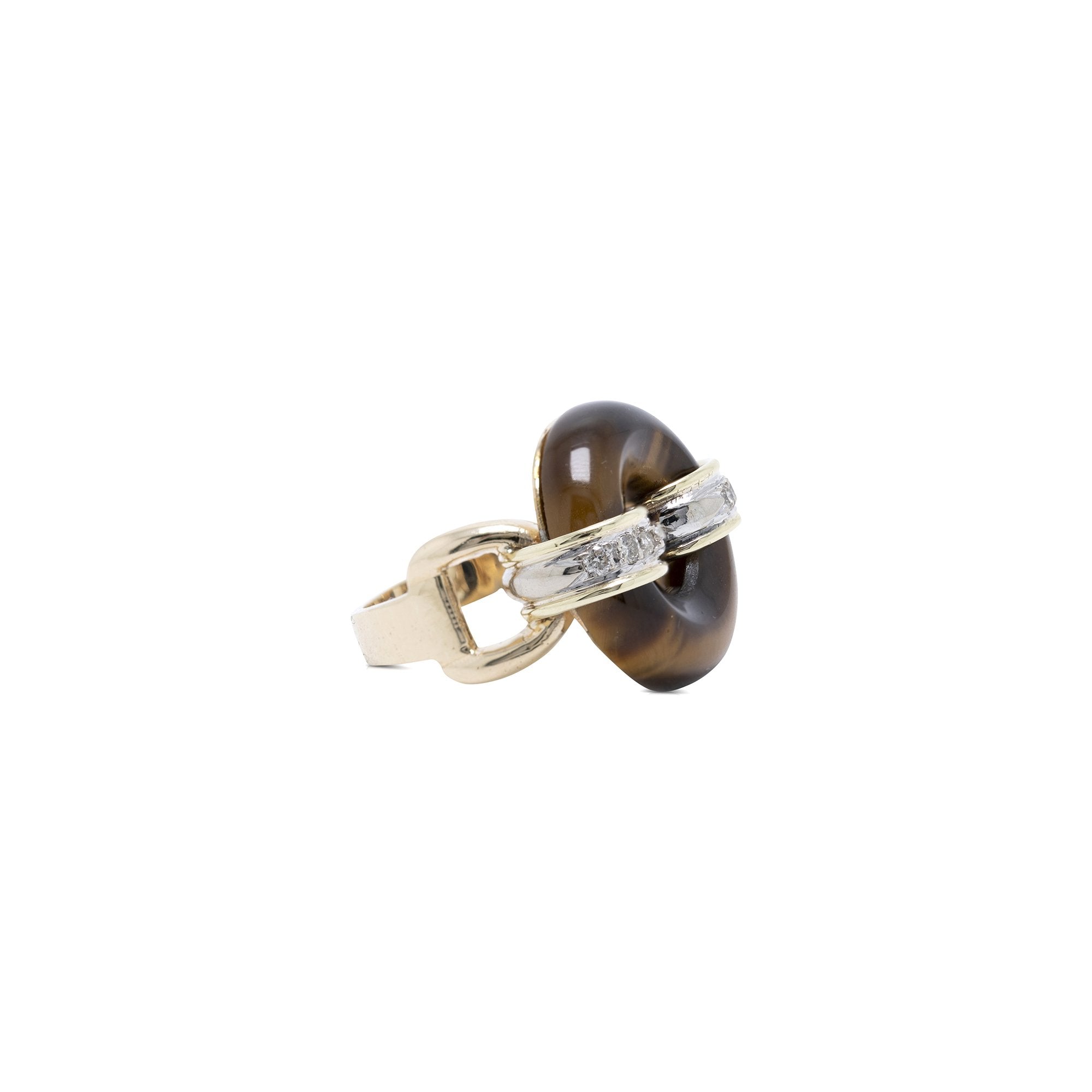 Tiger Eye and Diamond Ring