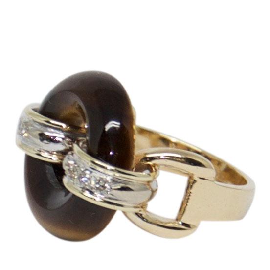 Tiger Eye and Diamond Ring