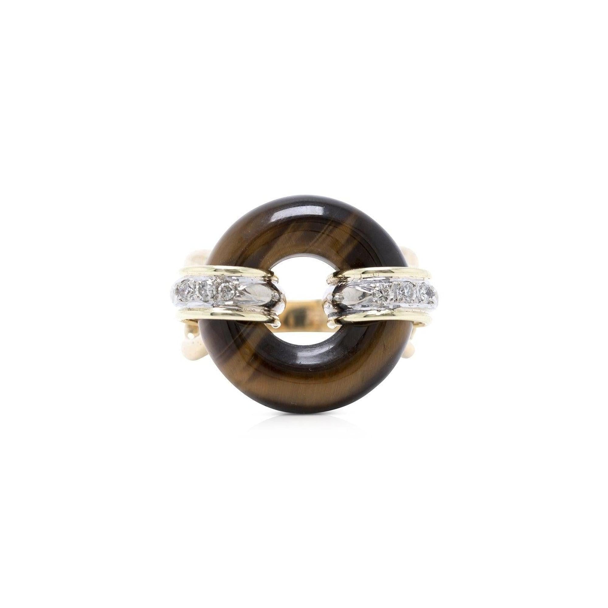 Tiger Eye and Diamond Ring