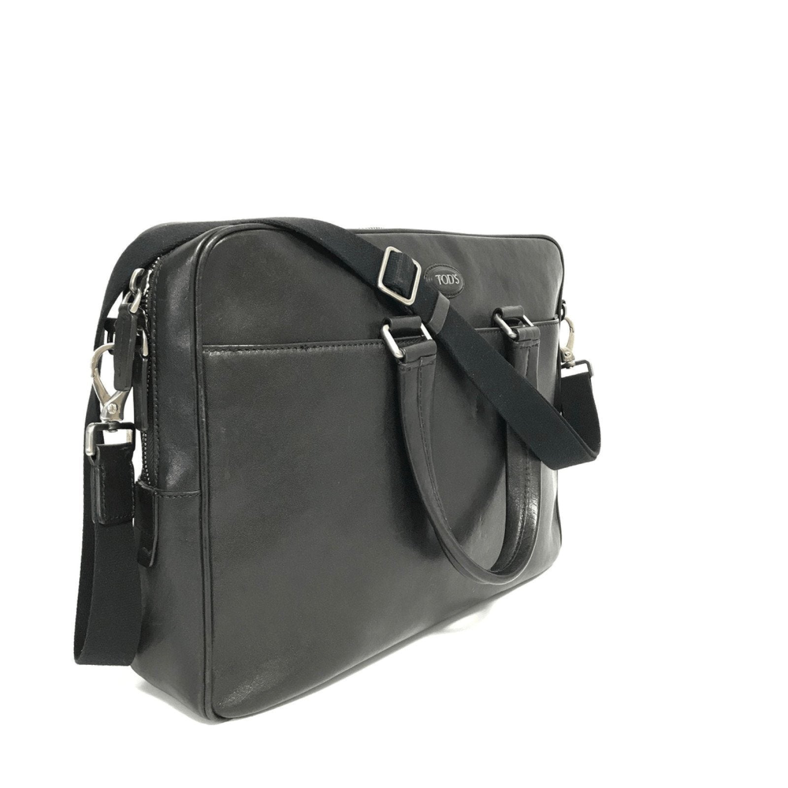 Tods Black Leather Laptop Bag