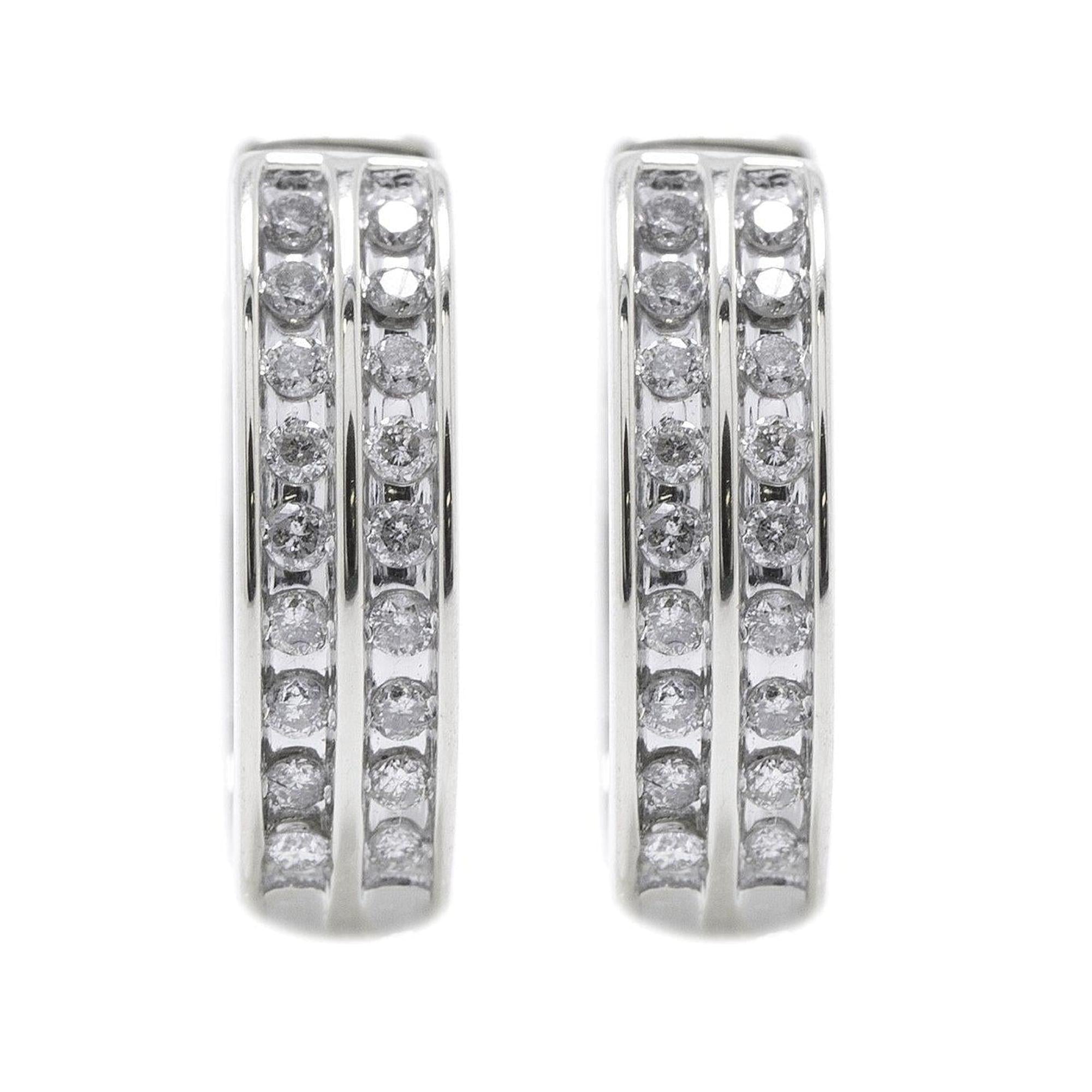 Two-Row Diamond Hoop Earrings