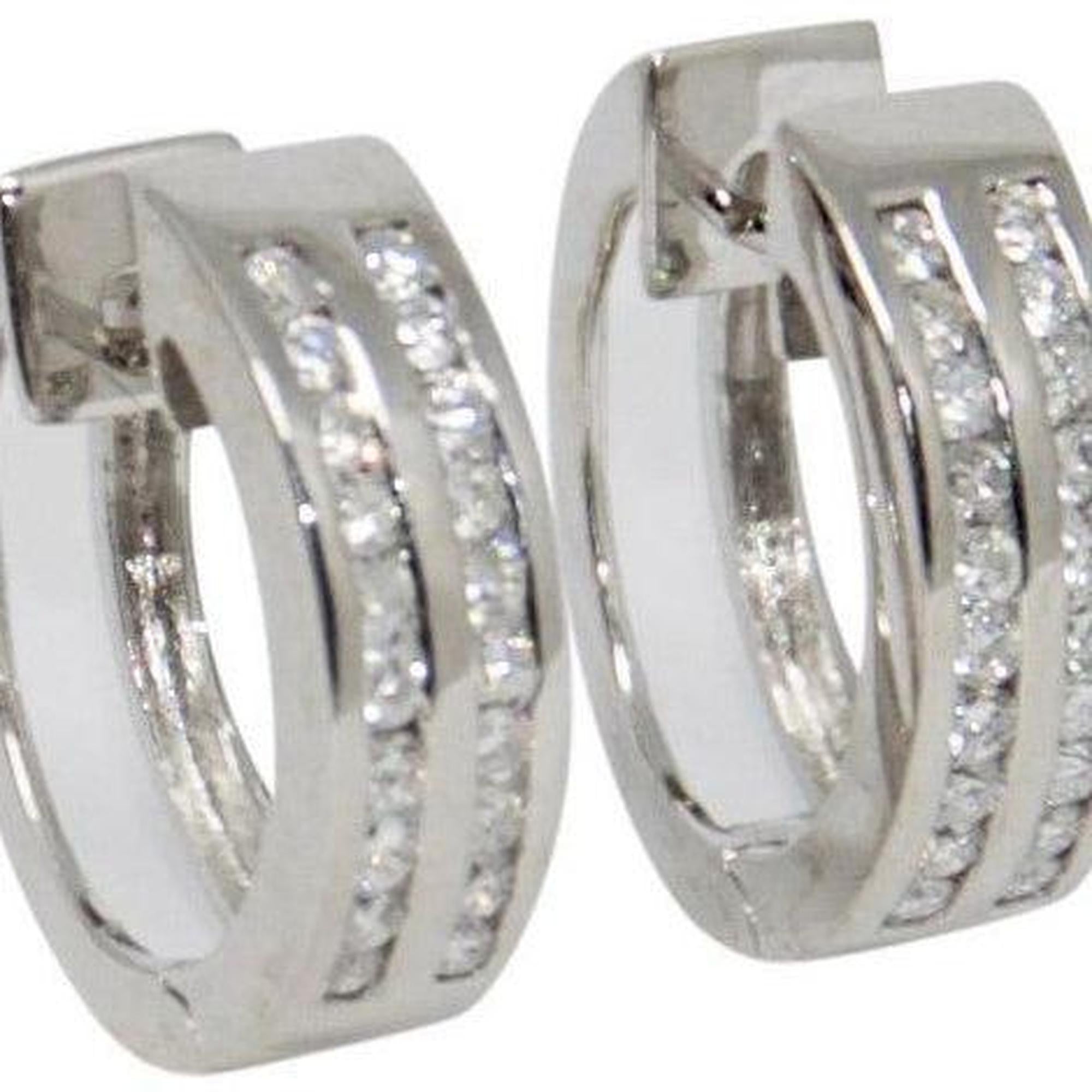 Two-Row Diamond Huggy Earrings