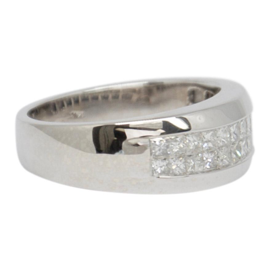 Two-Row Invisible-Set Diamond Band Ring
