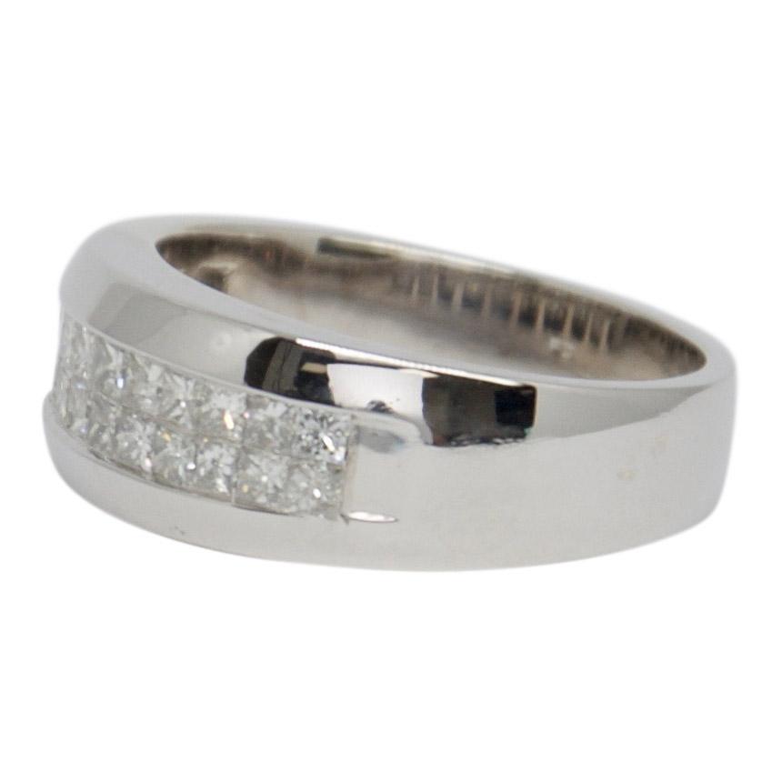 Two-Row Invisible-Set Diamond Band Ring
