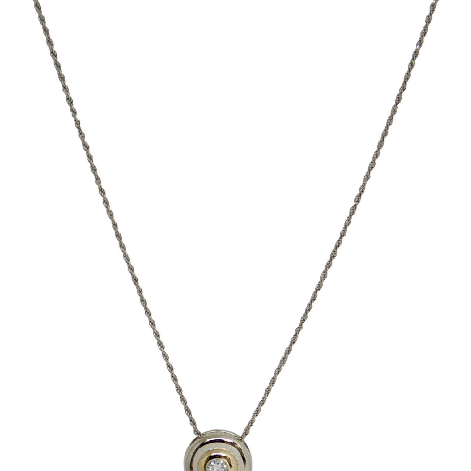 Two-Tone Diamond Circle Pendant Necklace