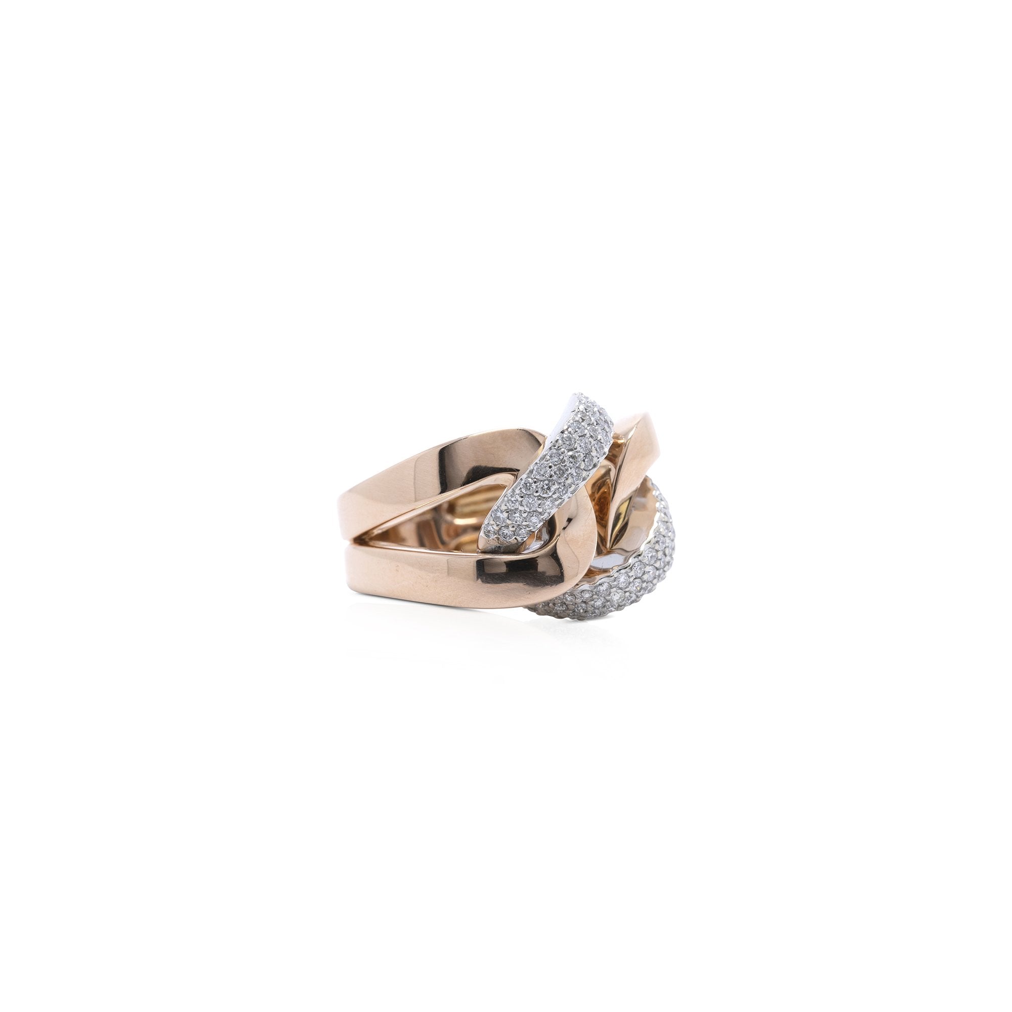 Two-Tone Diamond Cluster Link Ring