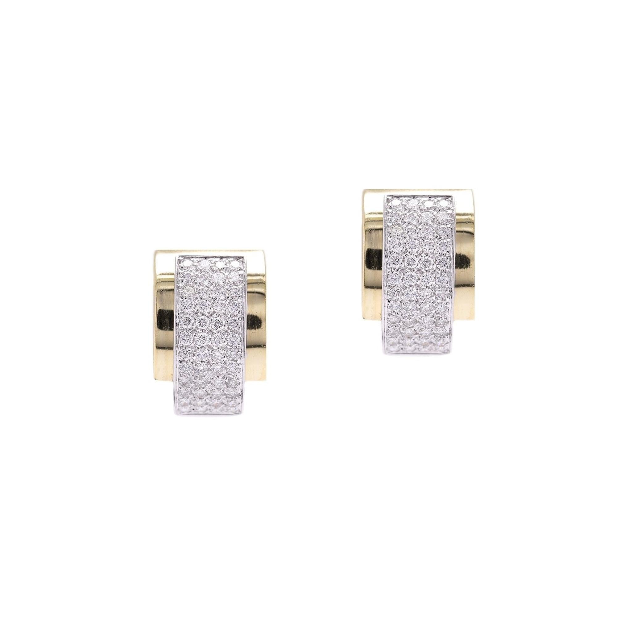 Two-Tone Diamond Hoop Earrings