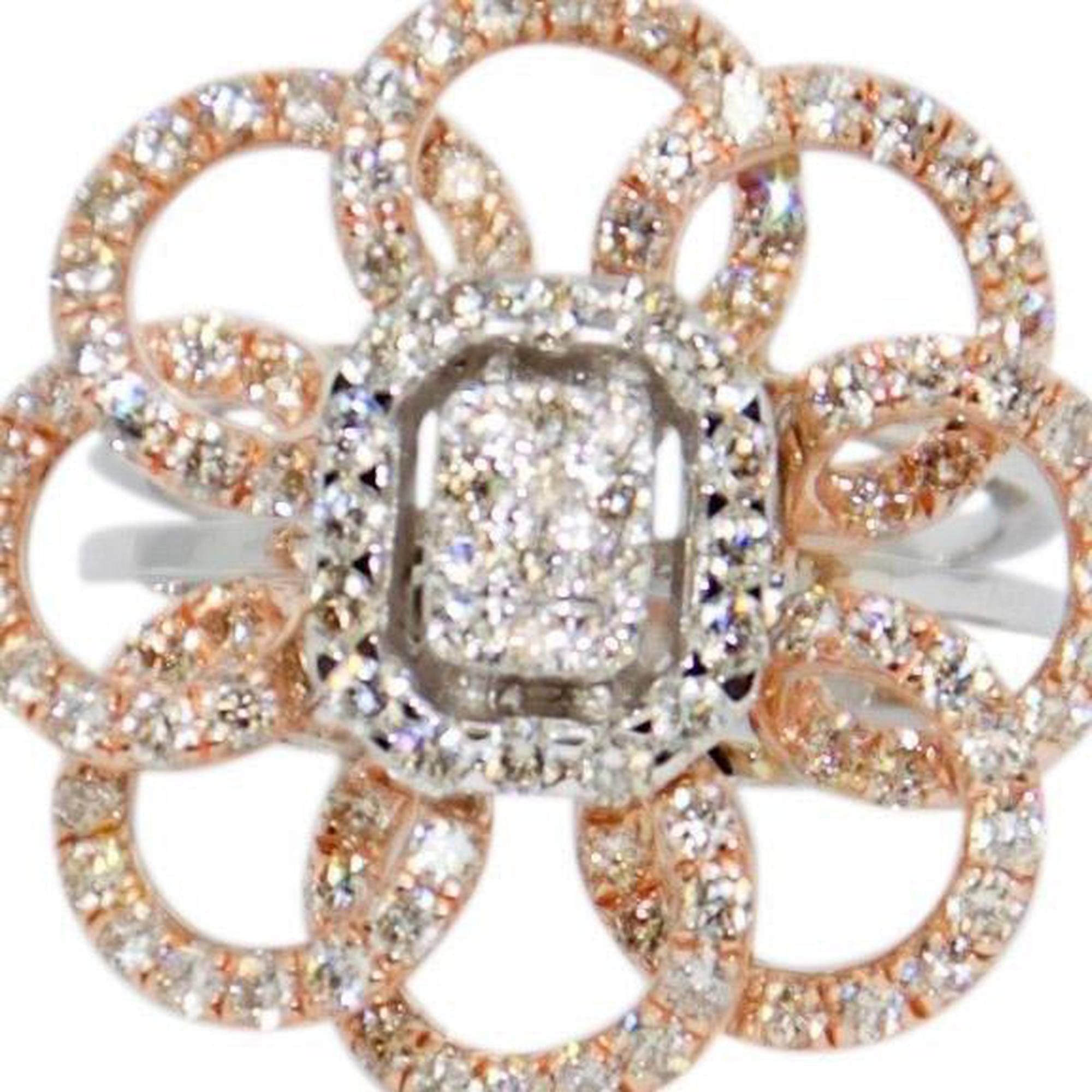 Two-Tone Floral Design Diamond Ring