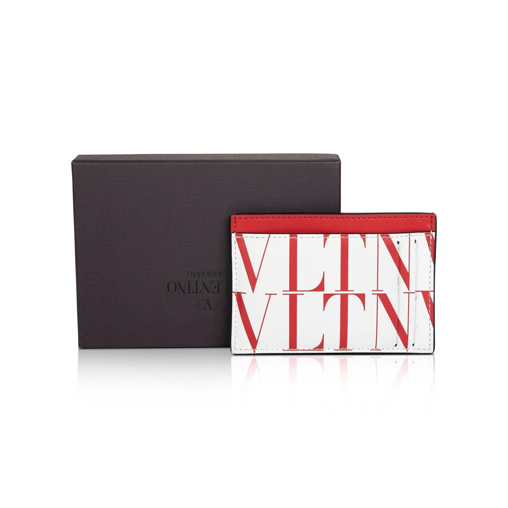 Valentino Leather Logo Card Holder w/ Box