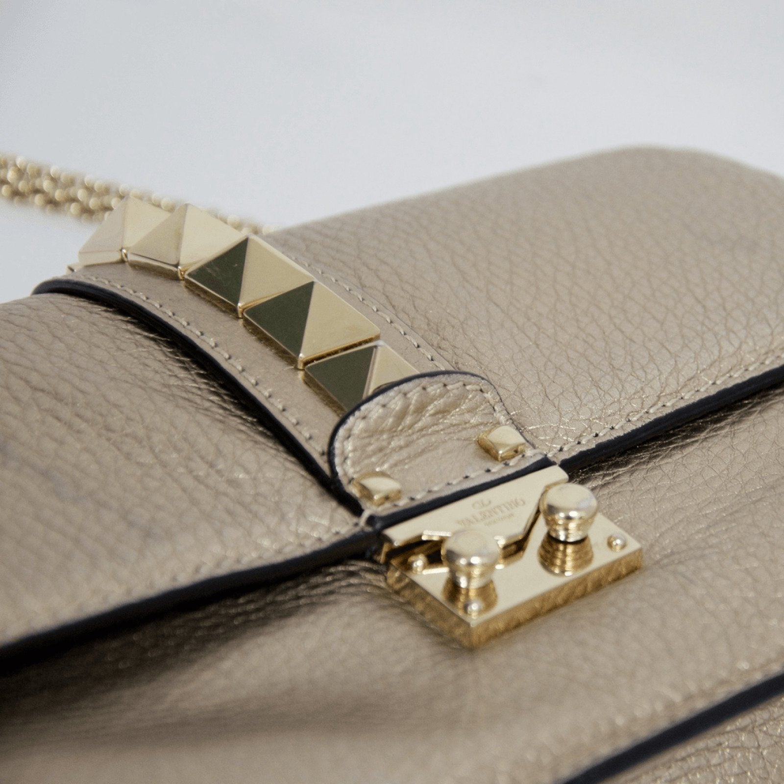 Valentino Silver Metallic Garavani Glam Lock Bag