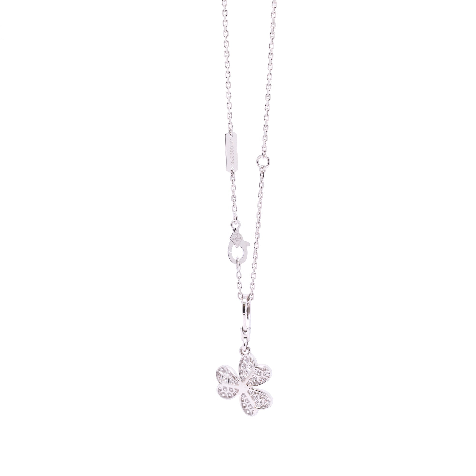 Van Cleef & Arpels 18k White Gold Frivole Diamond Pendant Necklace w/ Box & Certificate
