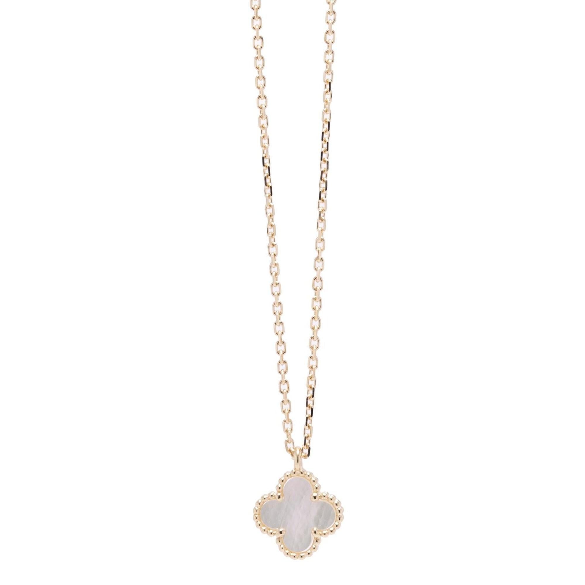 Van Cleef & Arpels Mother of Pearl Sweet Alhambra Pendant Necklace w/ Box