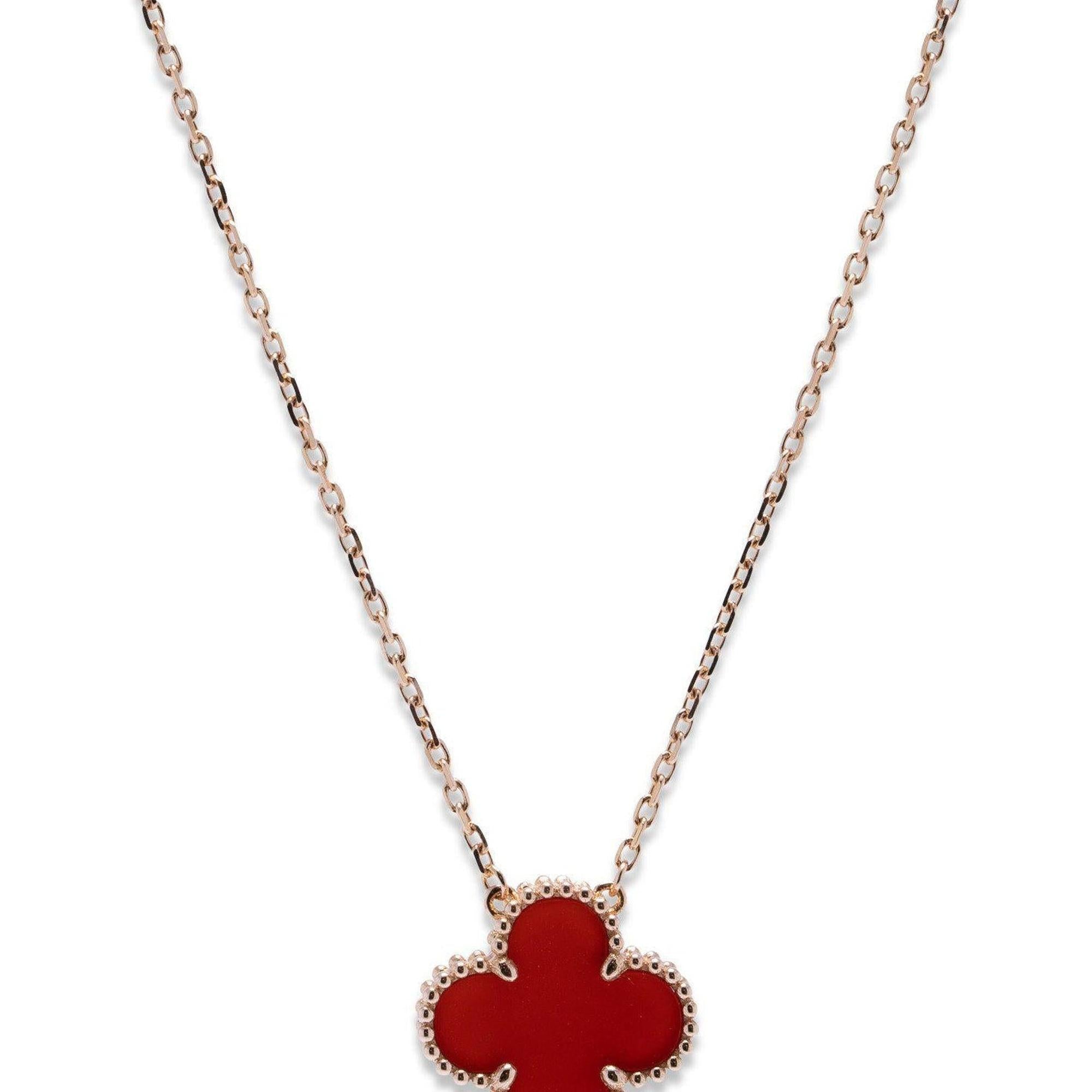 Van Cleef & Arpels Vintage Alhambra Carnelian Pendant Necklace