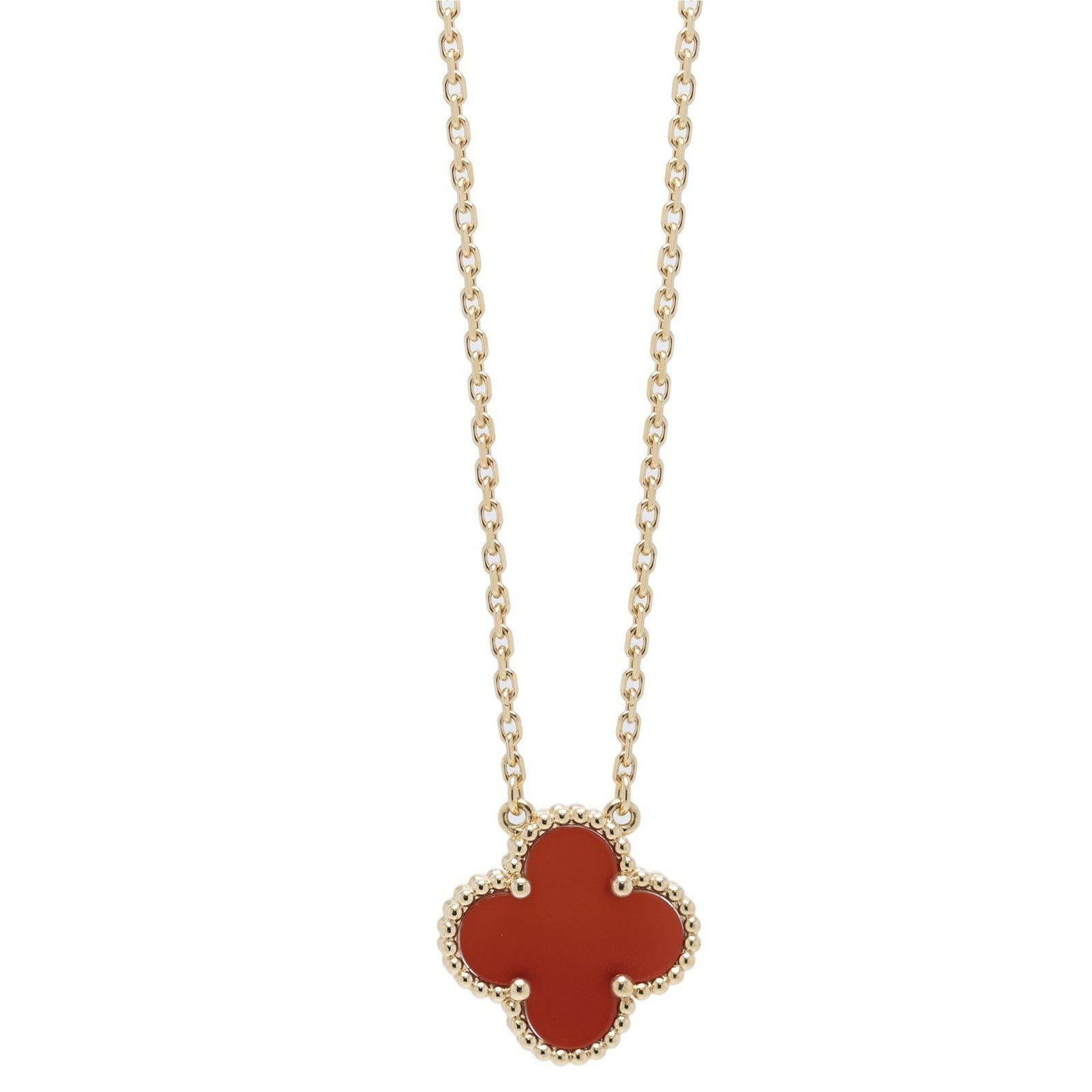 Van Cleef & Arpels Vintage Alhambra Carnelian Pendant Necklace