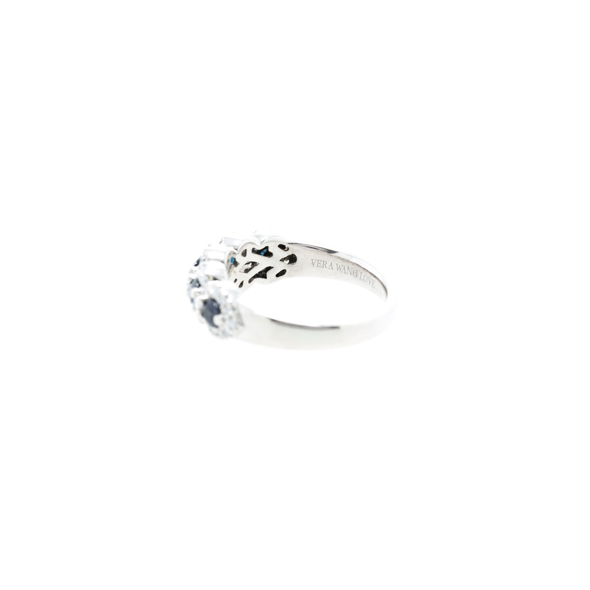 Vera Wang 14k White Gold Blue Sapphire & Diamond Cocktail Ring