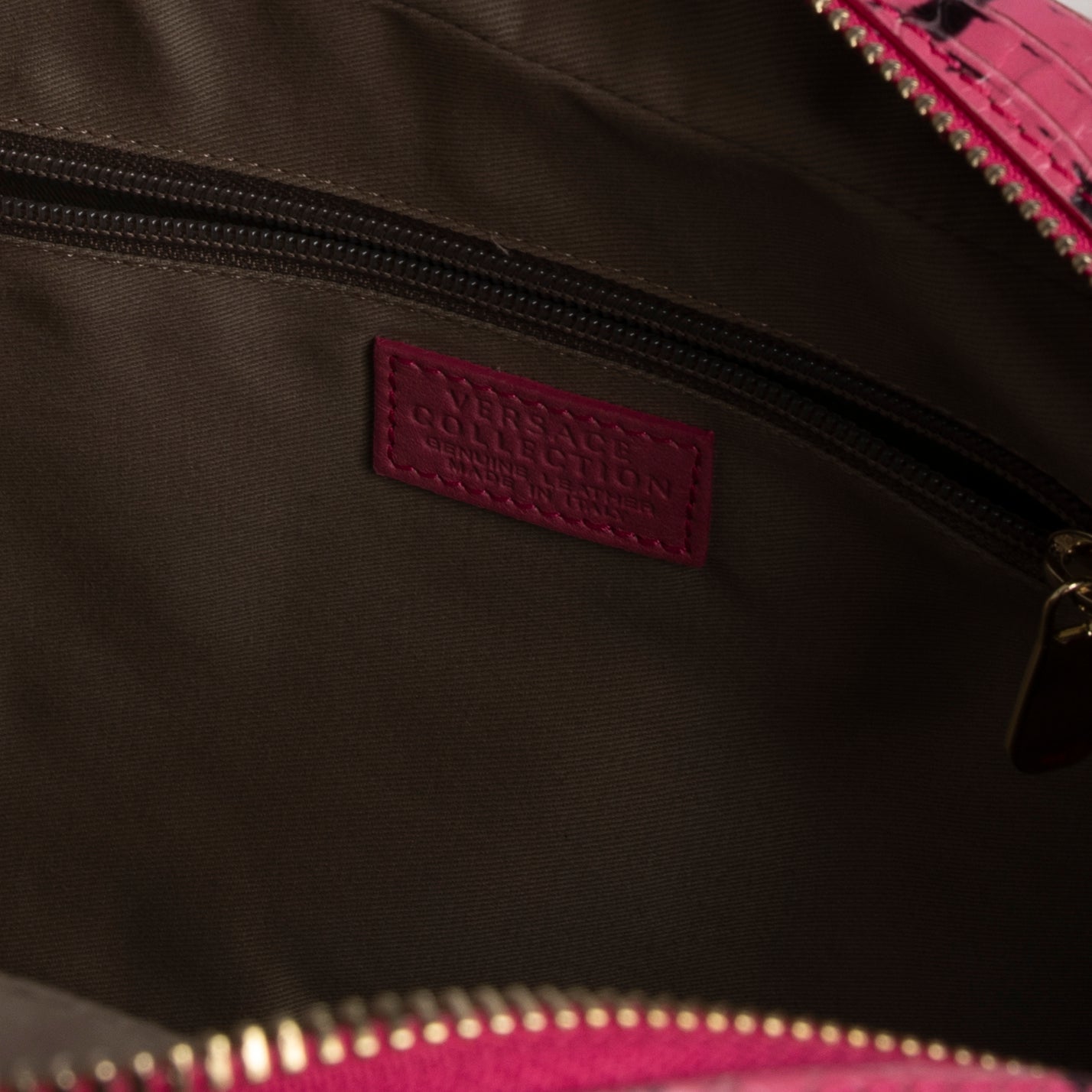 Versace Collection Snake Embossed Leather Shoulder Bag