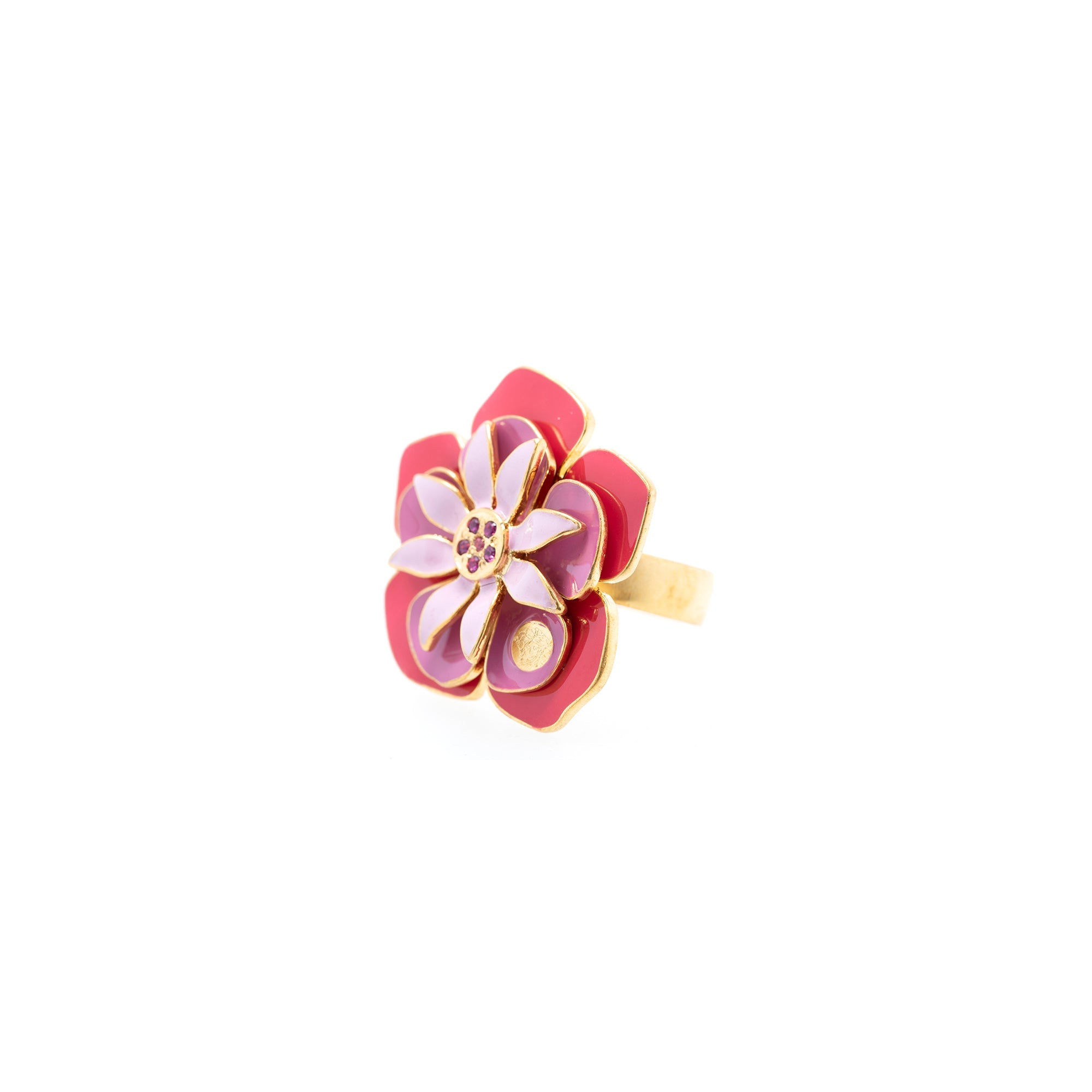 Versace Enamel and Crystal Flower Ring