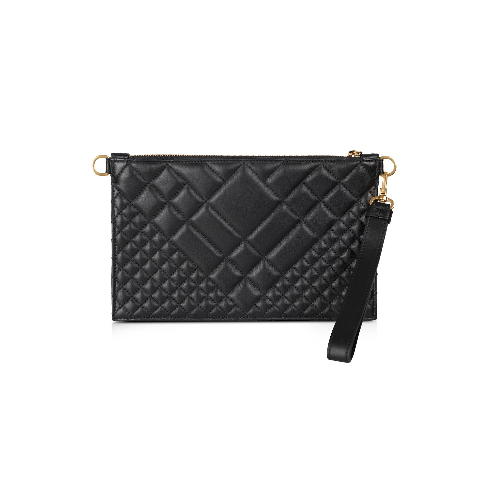 Versace La Medusa Quilted Leather Wristlet Pouch