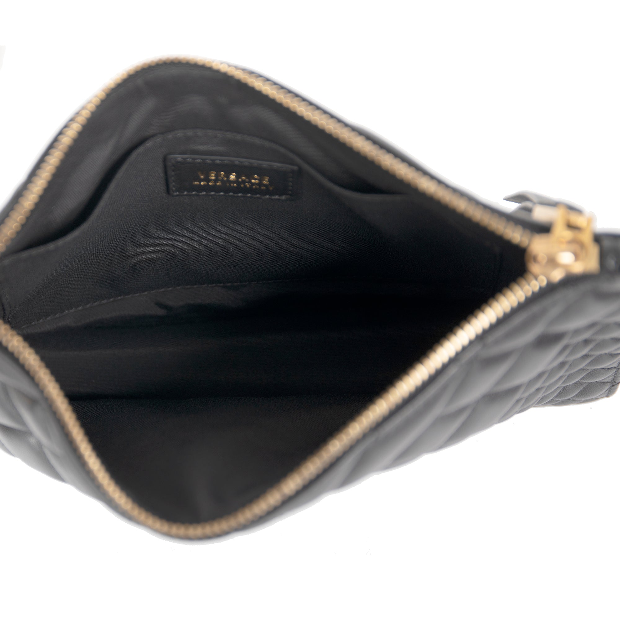 Versace La Medusa Quilted Leather Wristlet Pouch
