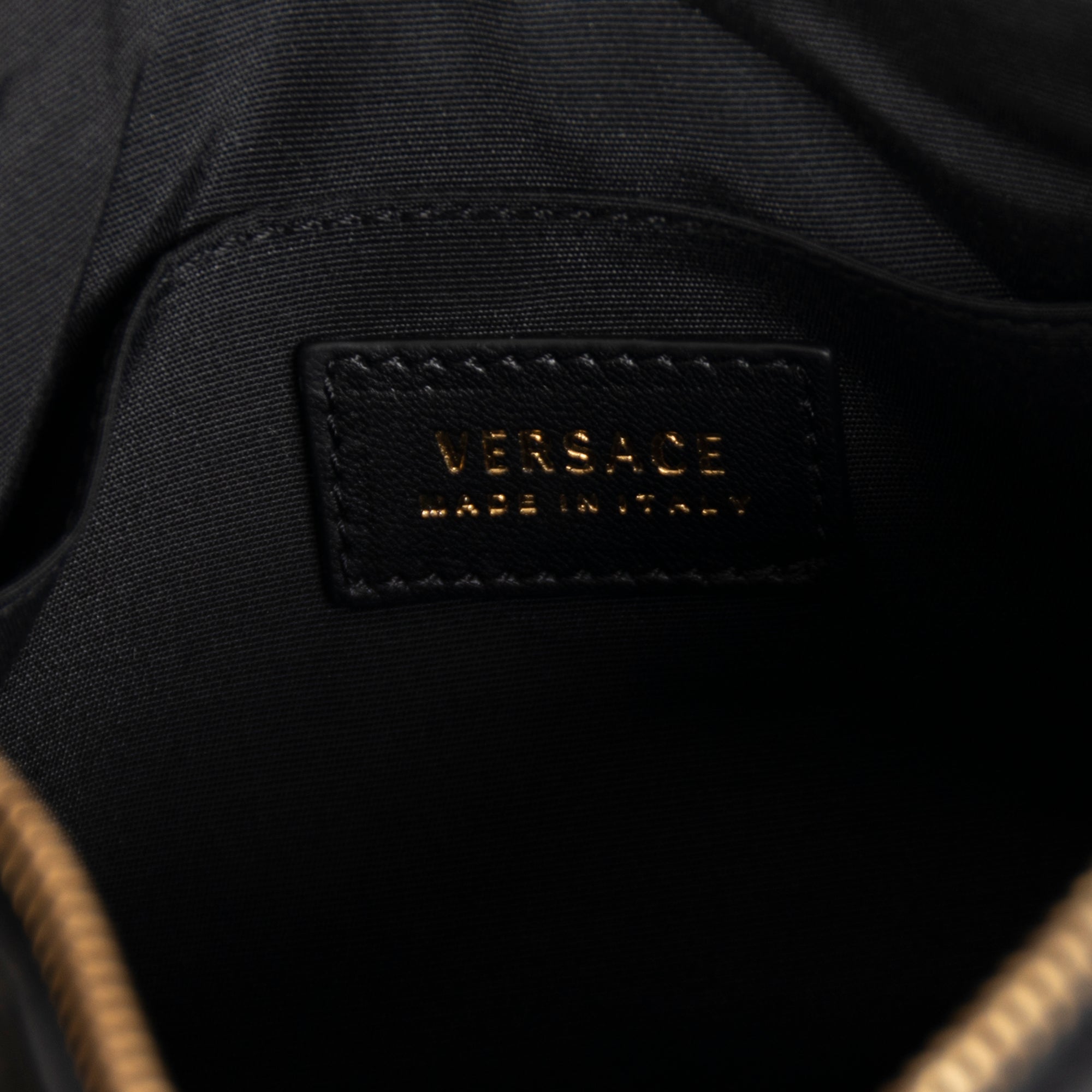 Versace La Medusa Quilted Leather Wristlet Pouch