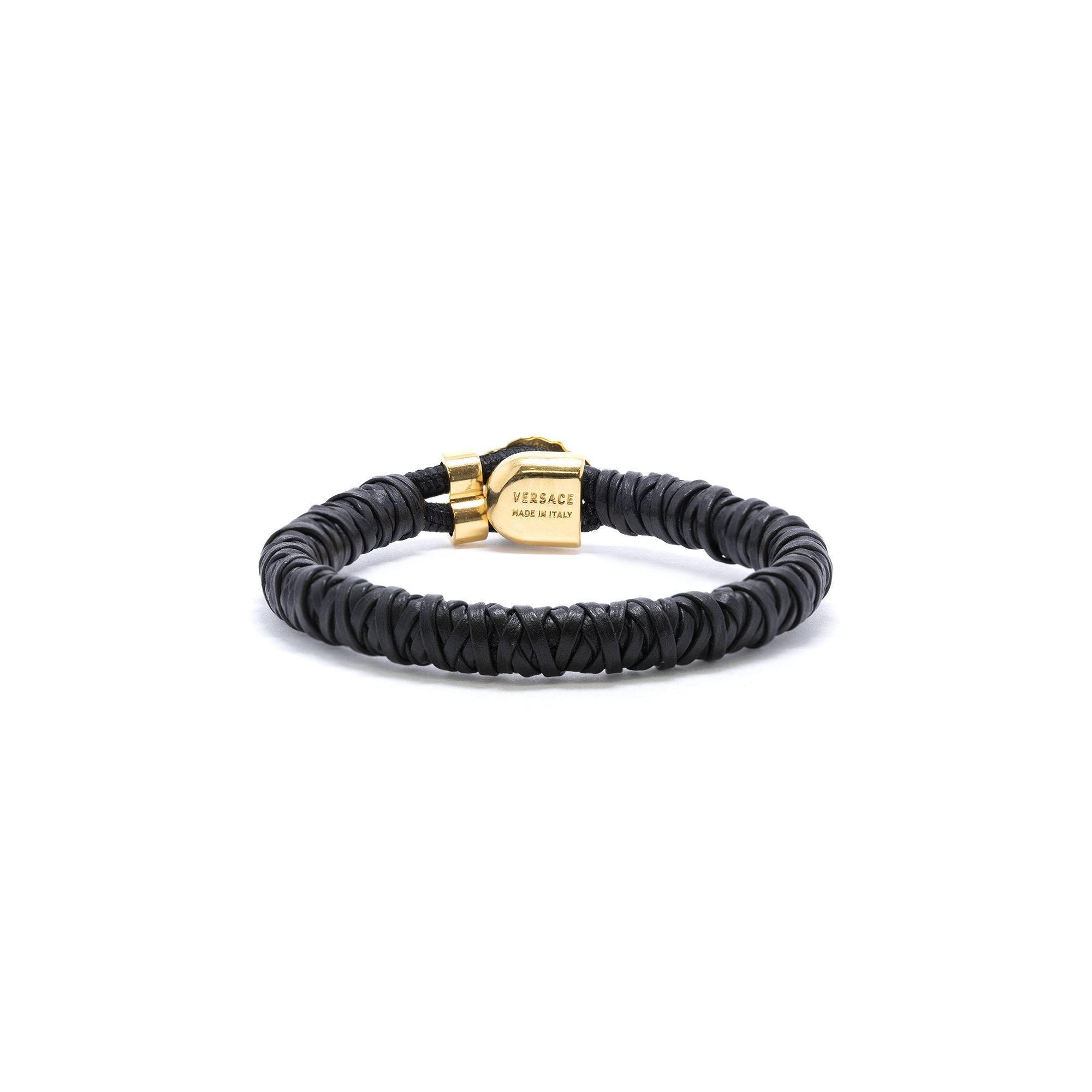 Versace Leather Medusa Wrap Bracelet