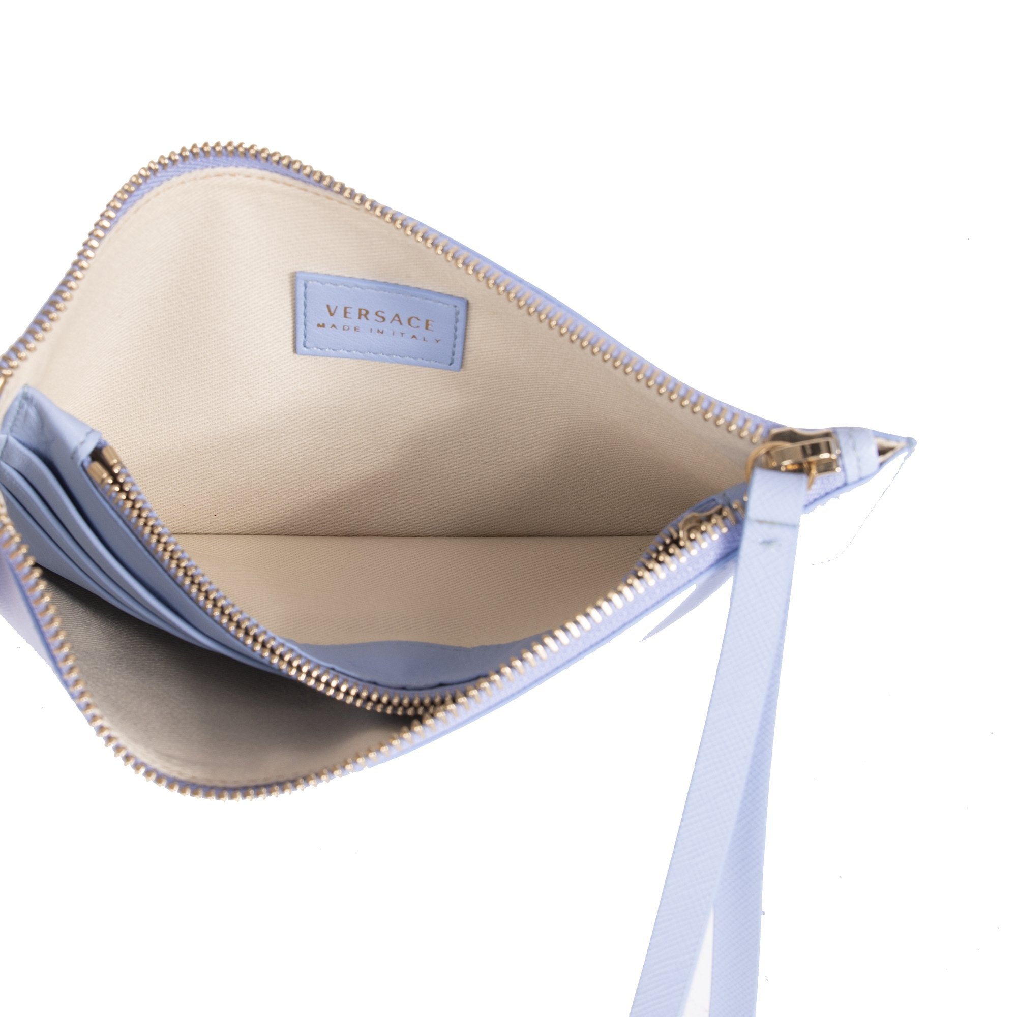 Versace Small Medusa Leather Wristlet Pouch