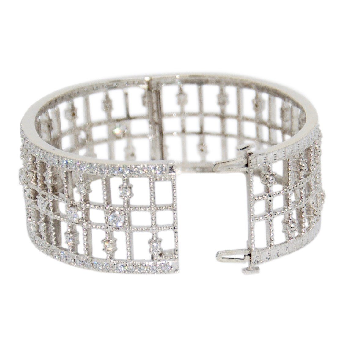 Wide Diamond Bangle Bracelet