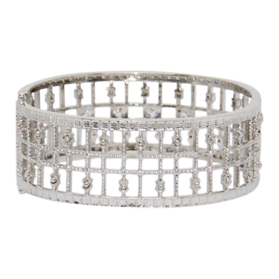 Wide Diamond Bangle Bracelet