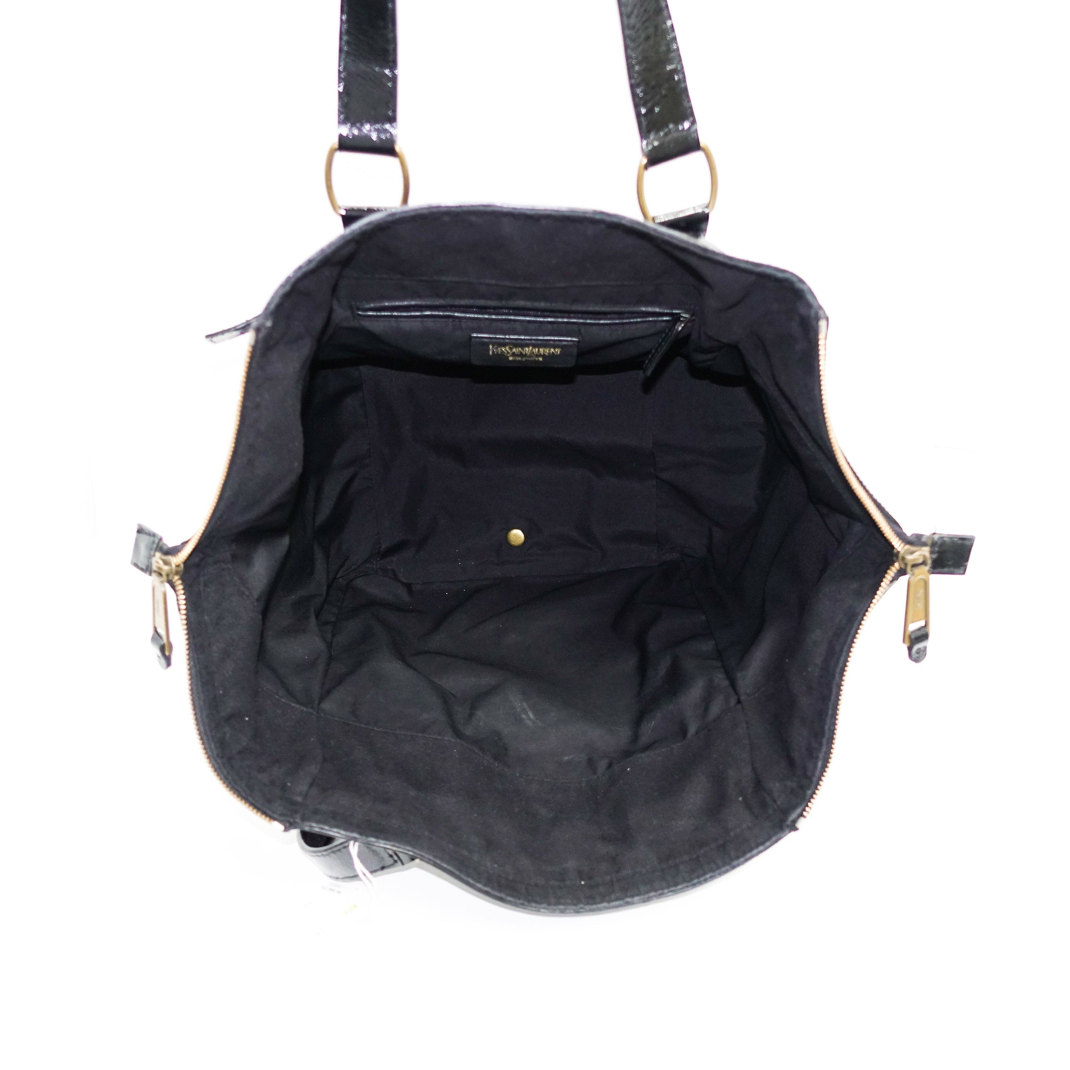 YSL Black Patent Leather Downtown Tote