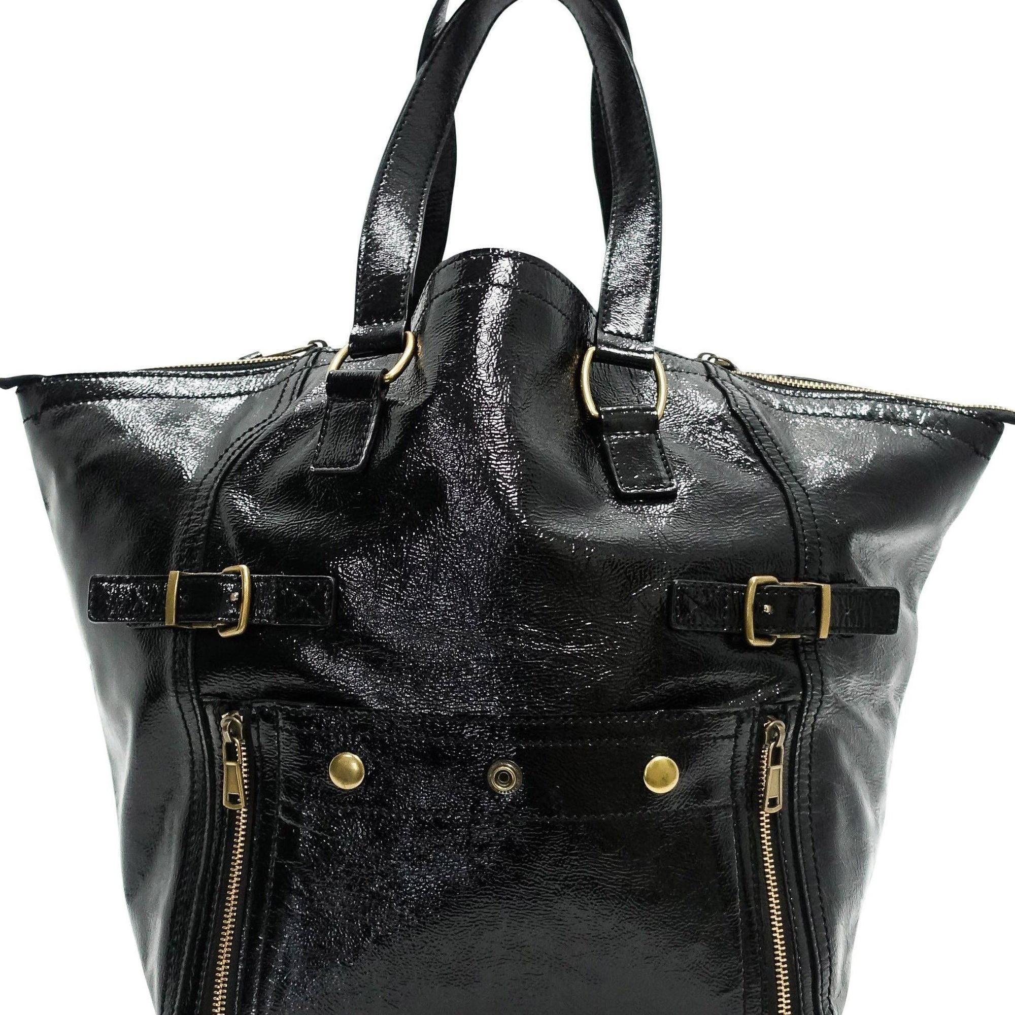YSL Black Patent Leather Downtown Tote