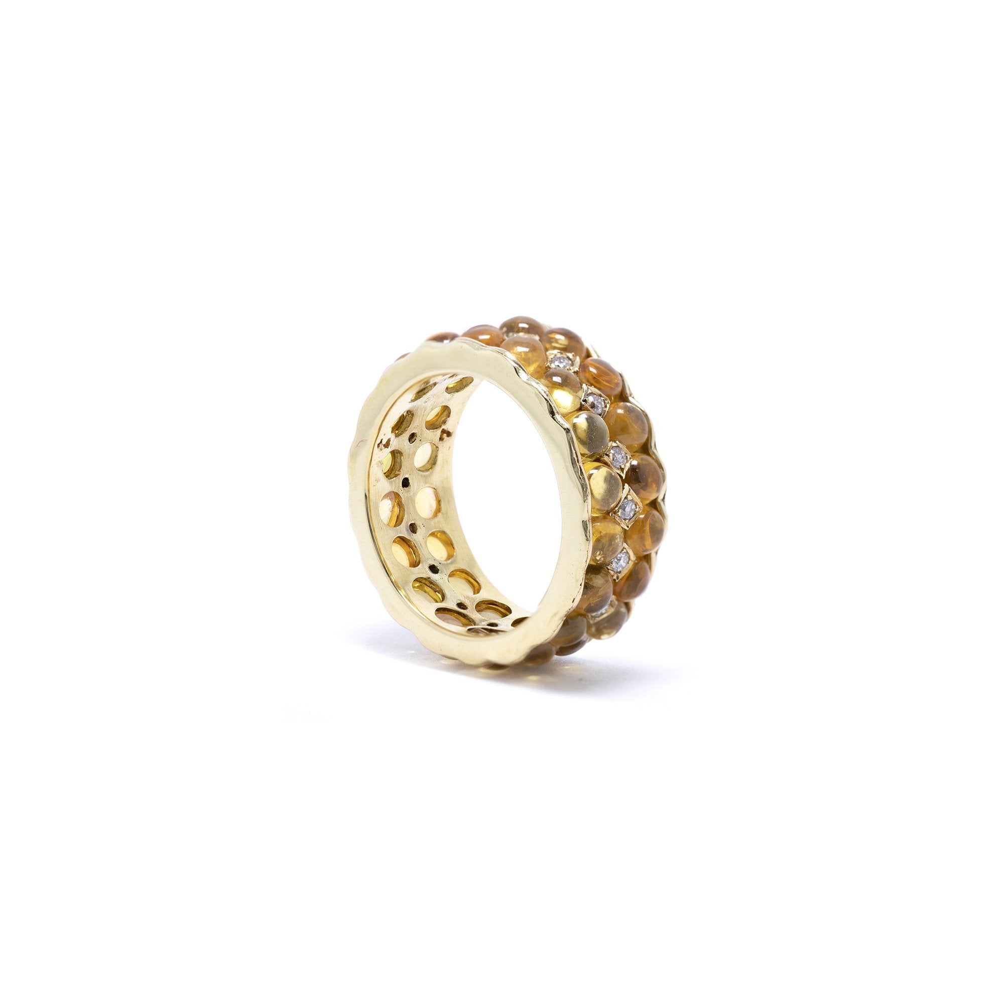 Yellow Sapphire and Diamond Band Ring
