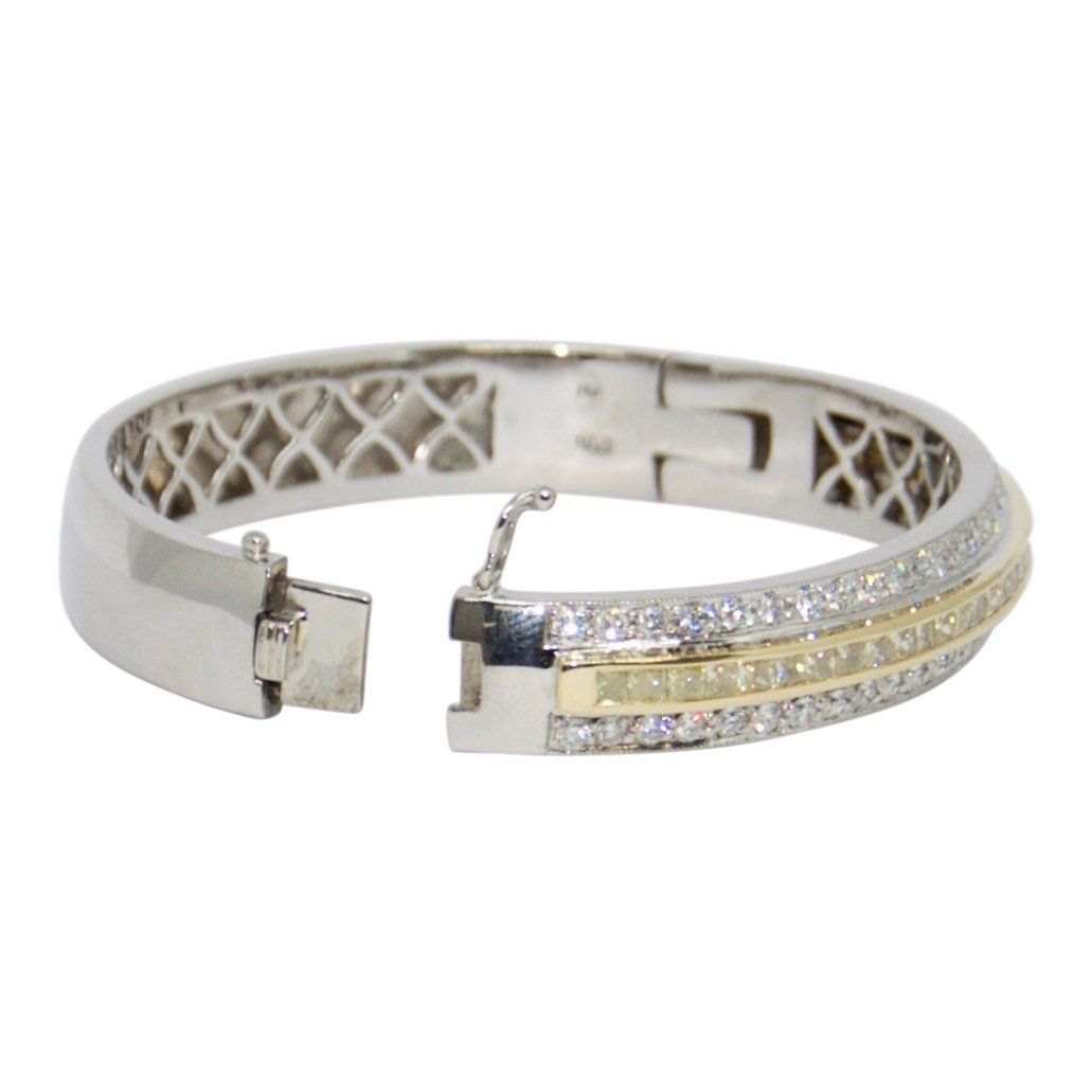 Yellow and White Diamond Bangle Bracelet